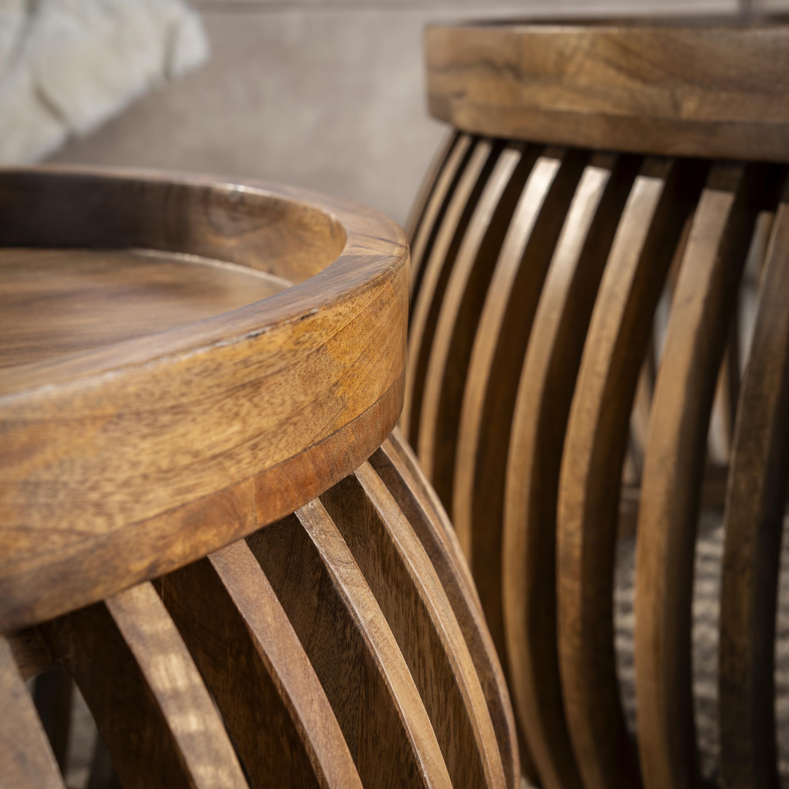 Salontafel Tweak Curve set van 2 / Massief mango zand – afbeelding 2