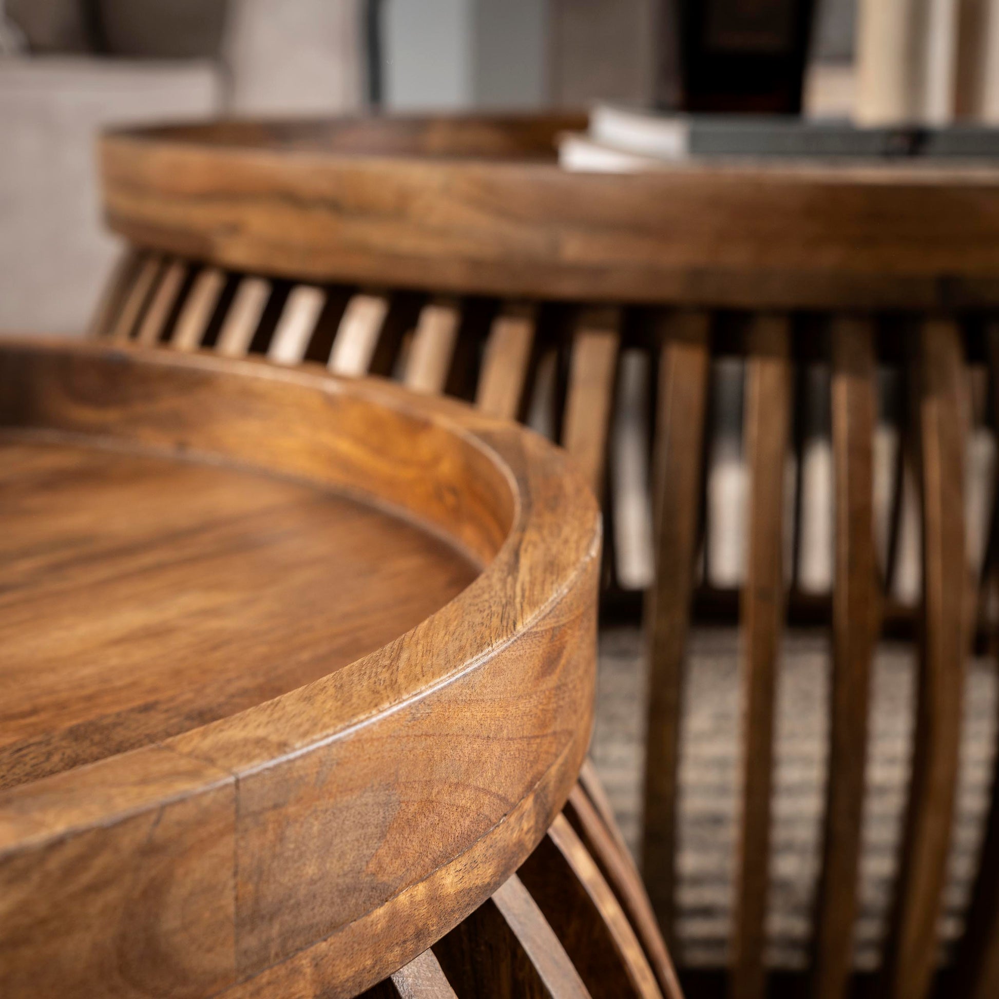 Salontafel Tweak Curve set van 2 / Massief mango zand – afbeelding 3
