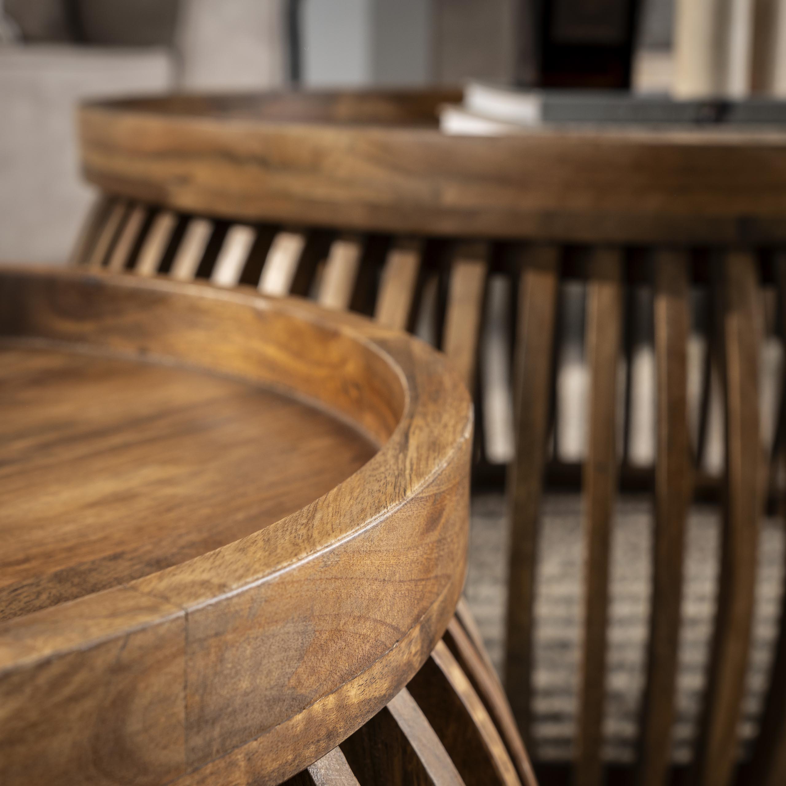 Salontafel Tweak Curve set van 2 / Massief mango zand – afbeelding 3