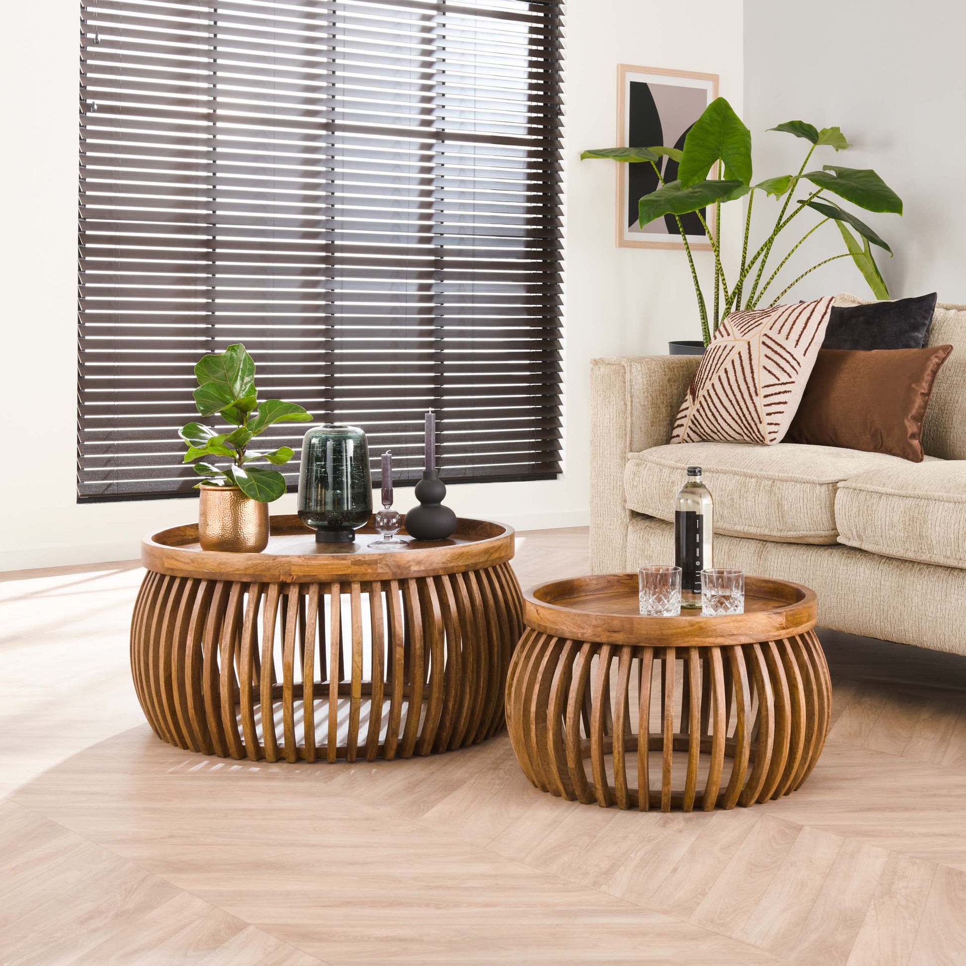 Salontafel Tweak Curve set van 2 / Massief mango zand – afbeelding 5