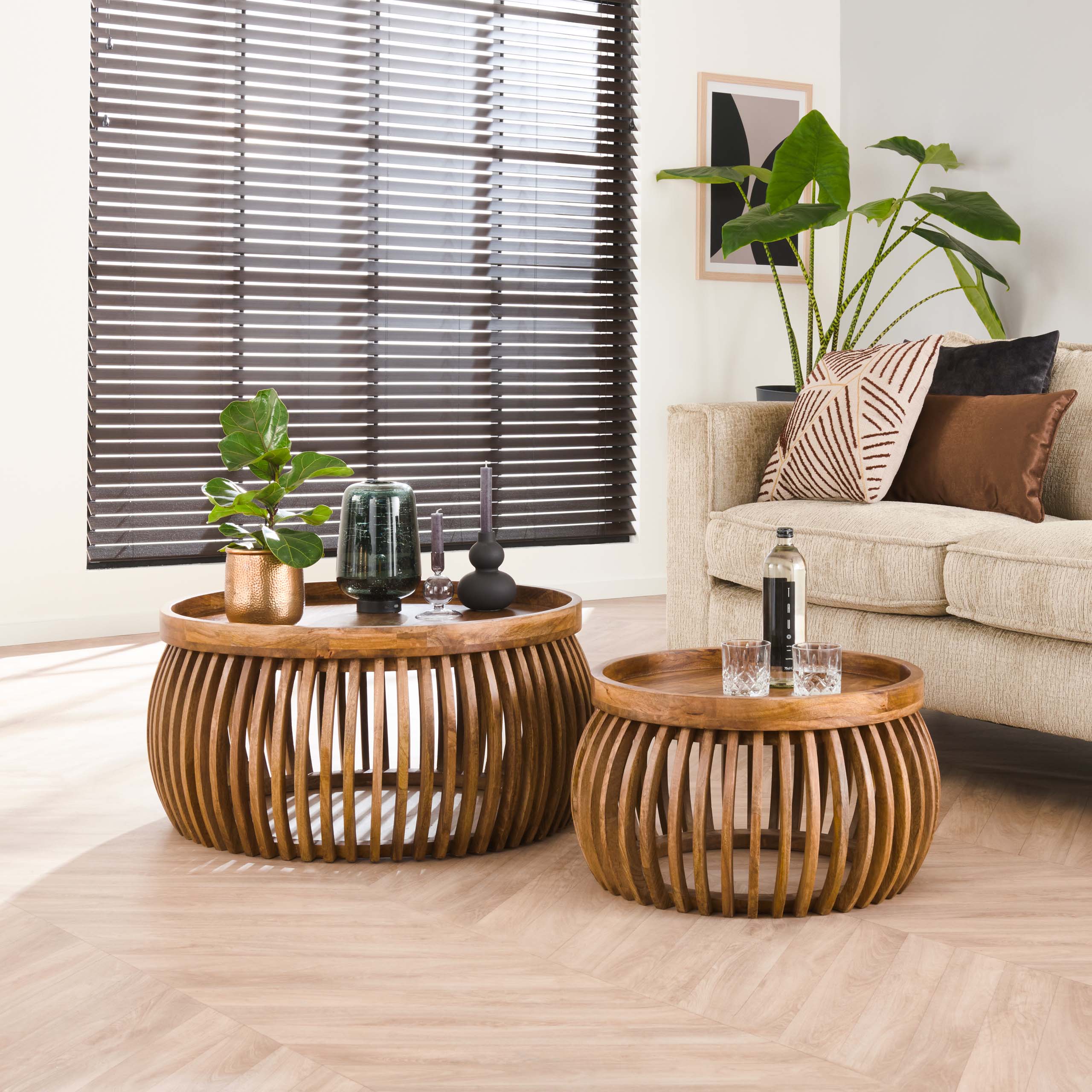 Salontafel Tweak Curve set van 2 / Massief mango zand – afbeelding 5