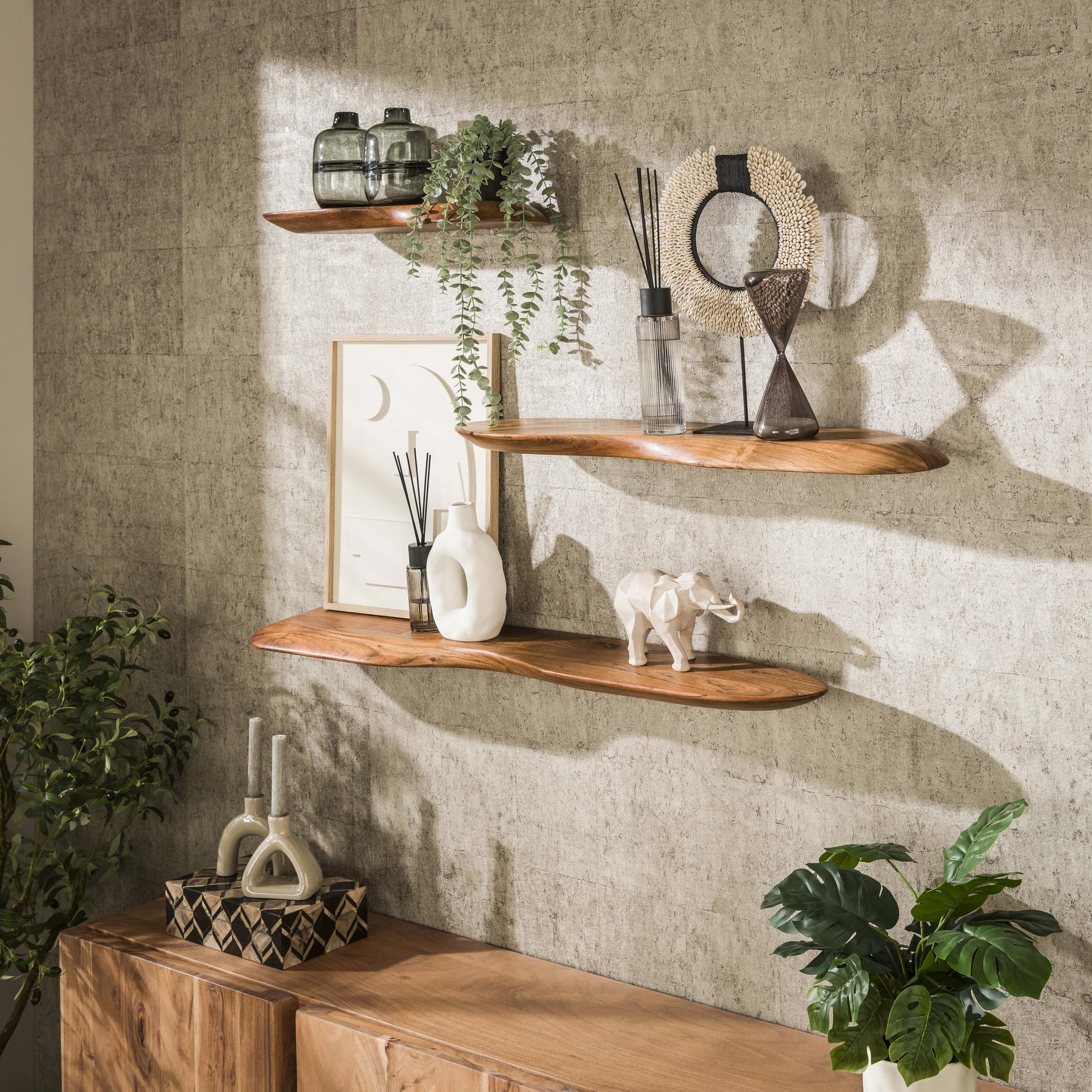 Wandplank Organic 90cm / Massief acacia – afbeelding 2