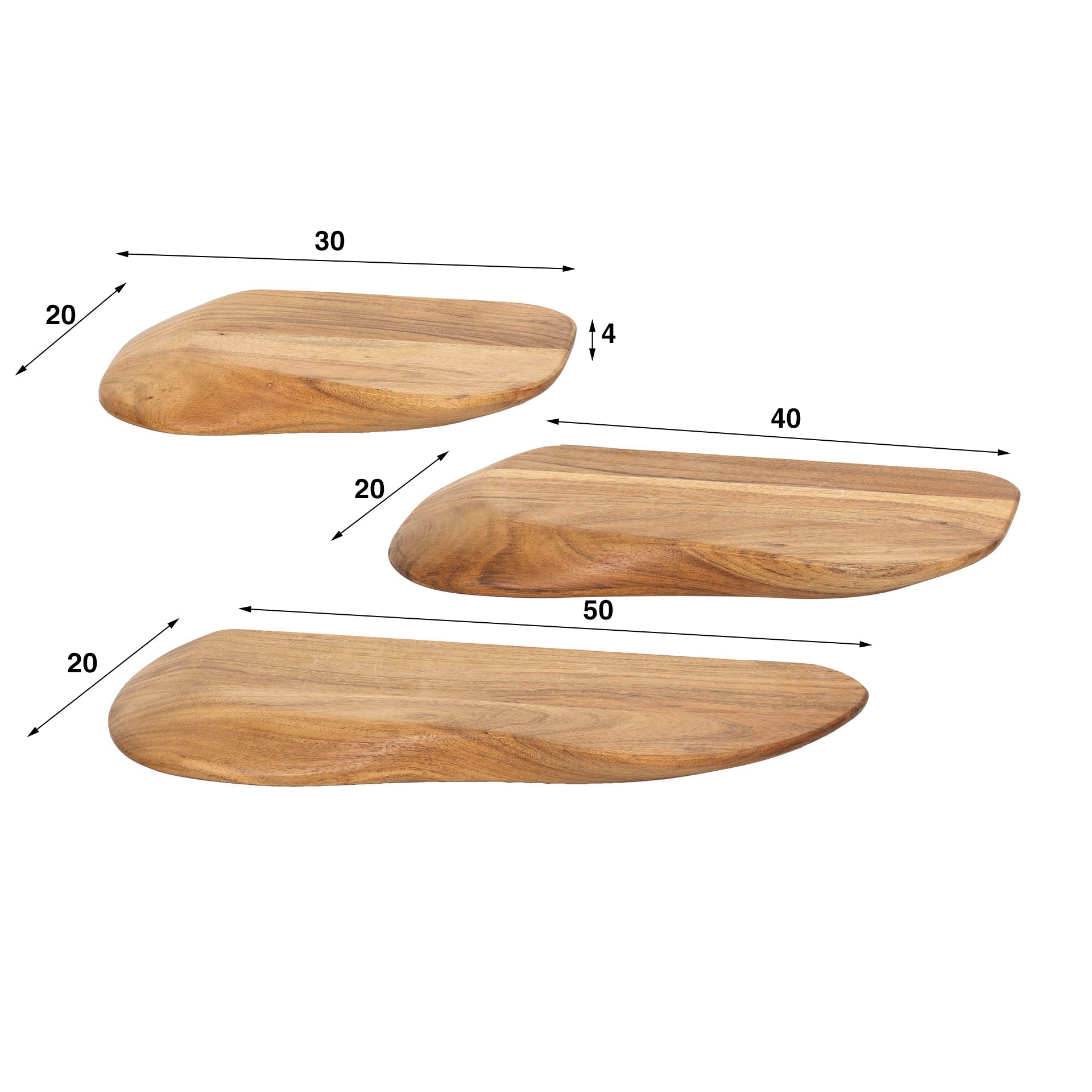 Wandschap Organic set van 3 / Massief acacia – afbeelding 4