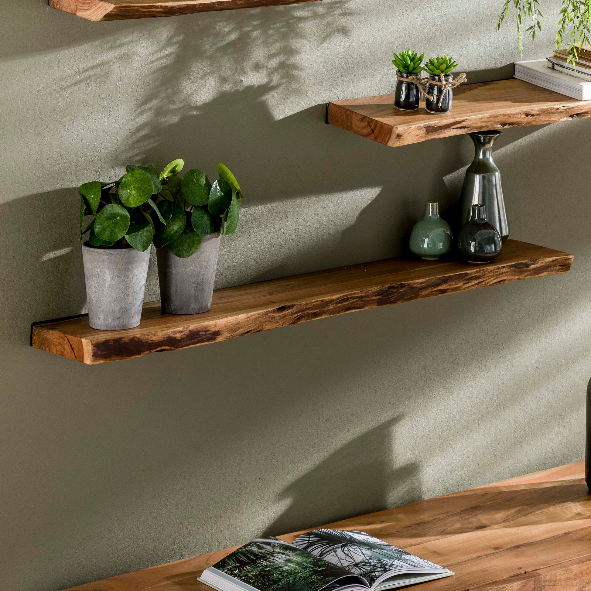 Wandplank Edge 120cm / Massief acacia – afbeelding 1