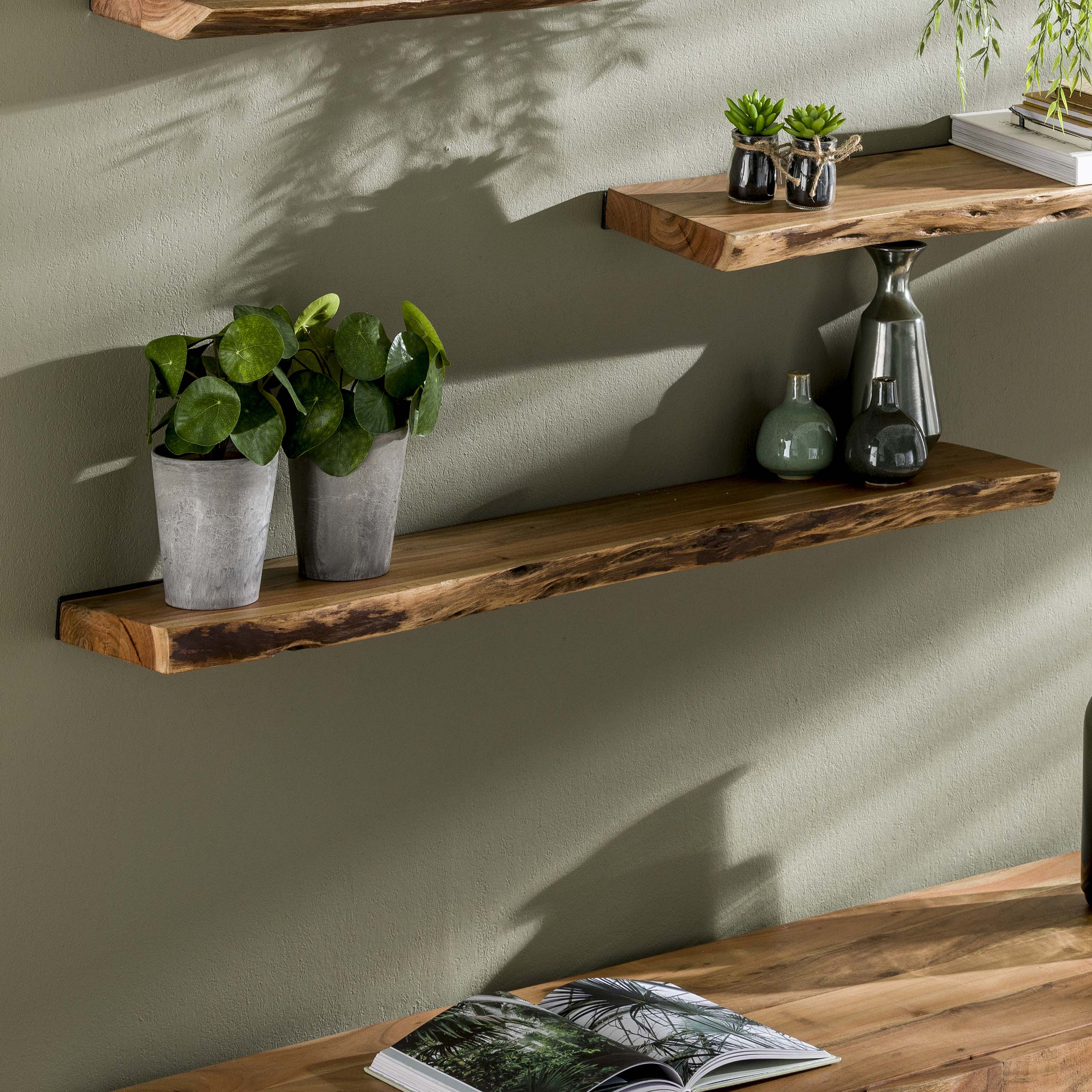 Wandplank Edge 120cm / Massief acacia – afbeelding 1