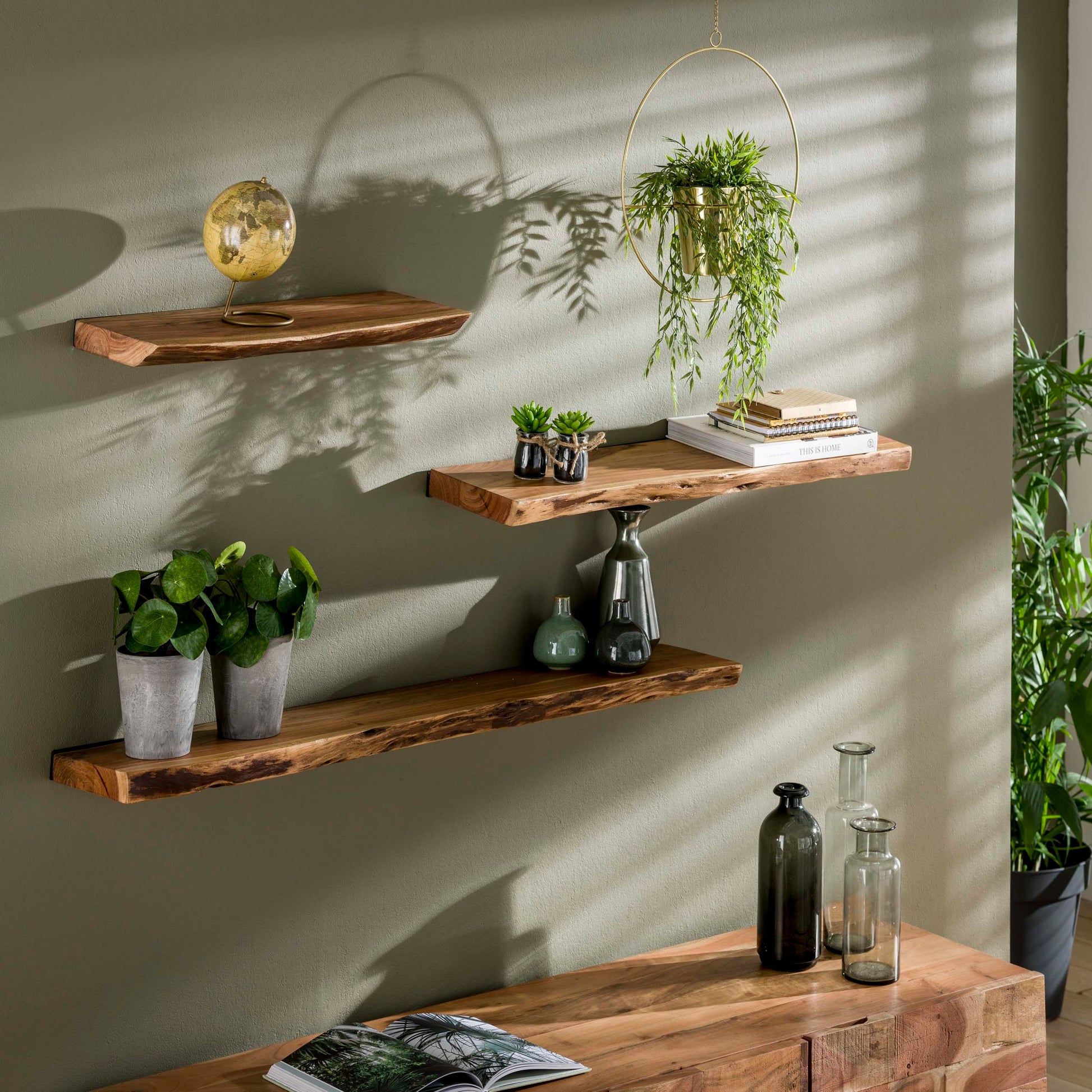 Wandplank Edge 120cm / Massief acacia – afbeelding 2
