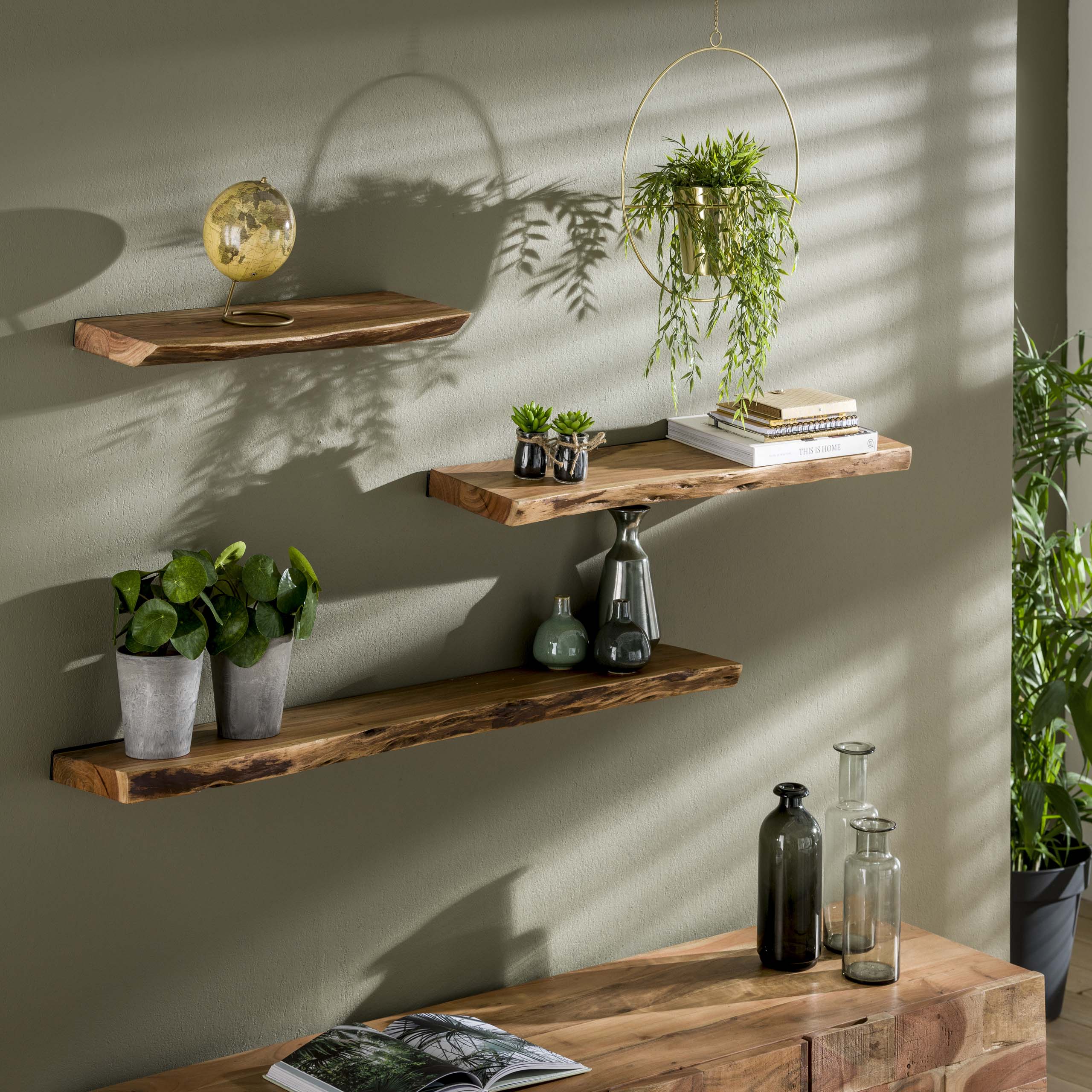 Wandplank Edge 120cm / Massief acacia – afbeelding 2