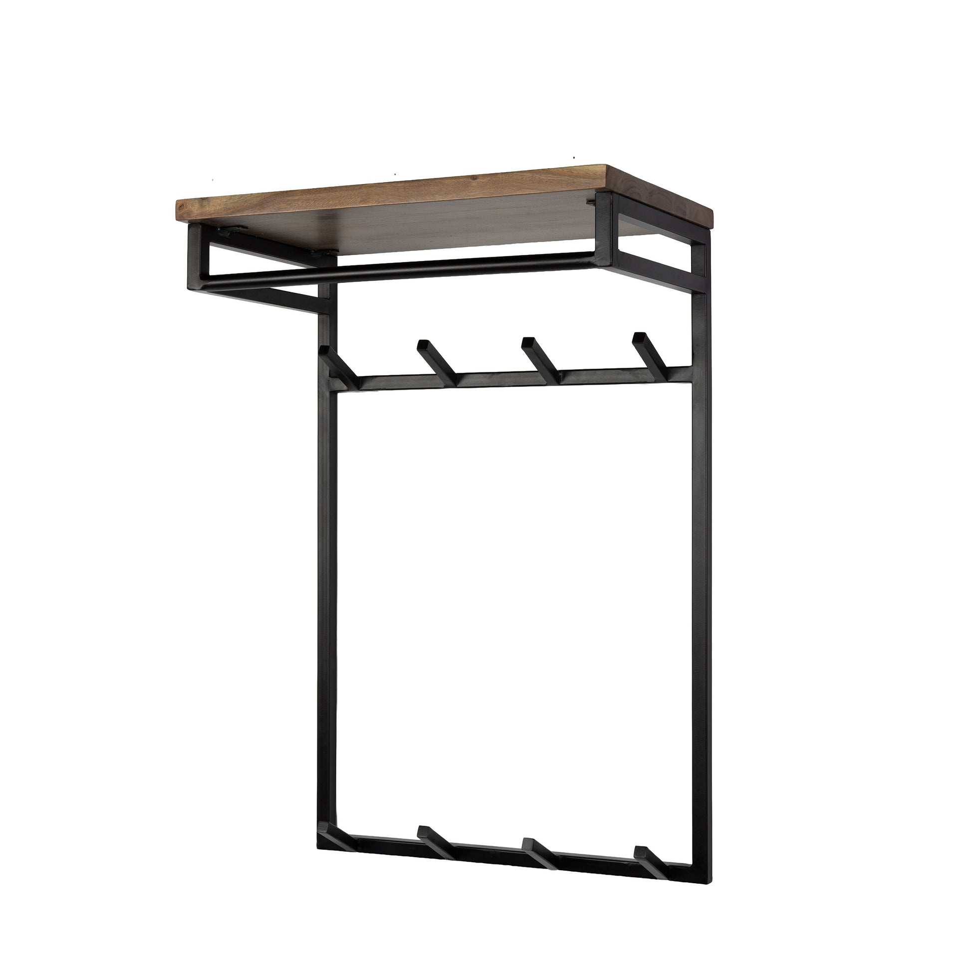 Kapstok Custom hoog roede en hoedenplank 2x4 haken / Massief acacia bruin – afbeelding 4