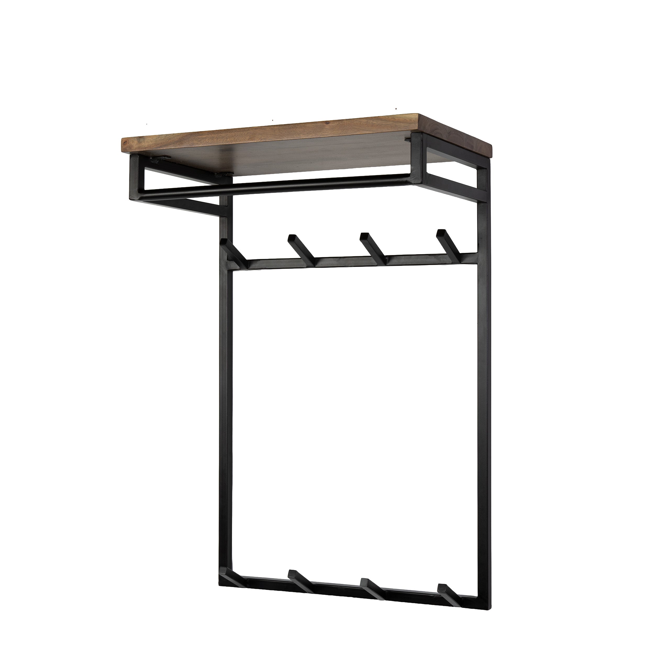Kapstok Custom hoog roede en hoedenplank 2x4 haken / Massief acacia bruin – afbeelding 4