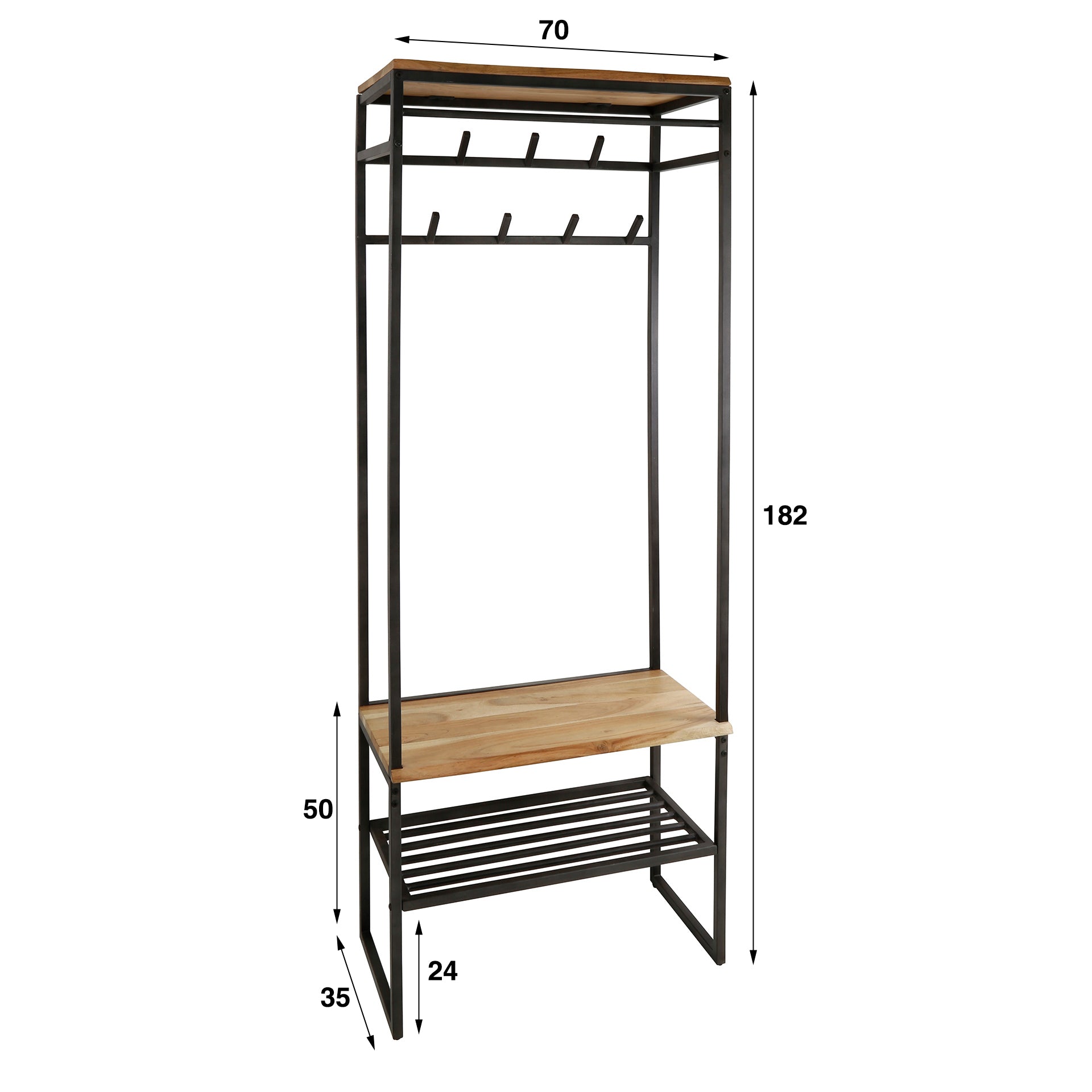 Garderobemeubel Edge / Massief acacia – afbeelding 6