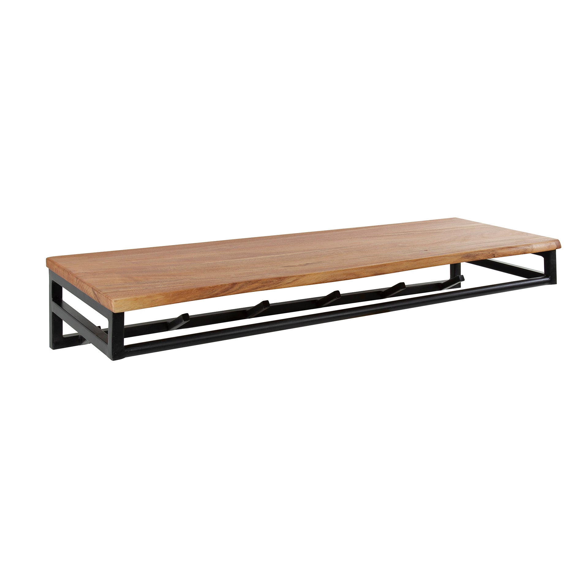 Kapstok Custom roede en hoedenplank 6 haken / Massief acacia – afbeelding 5