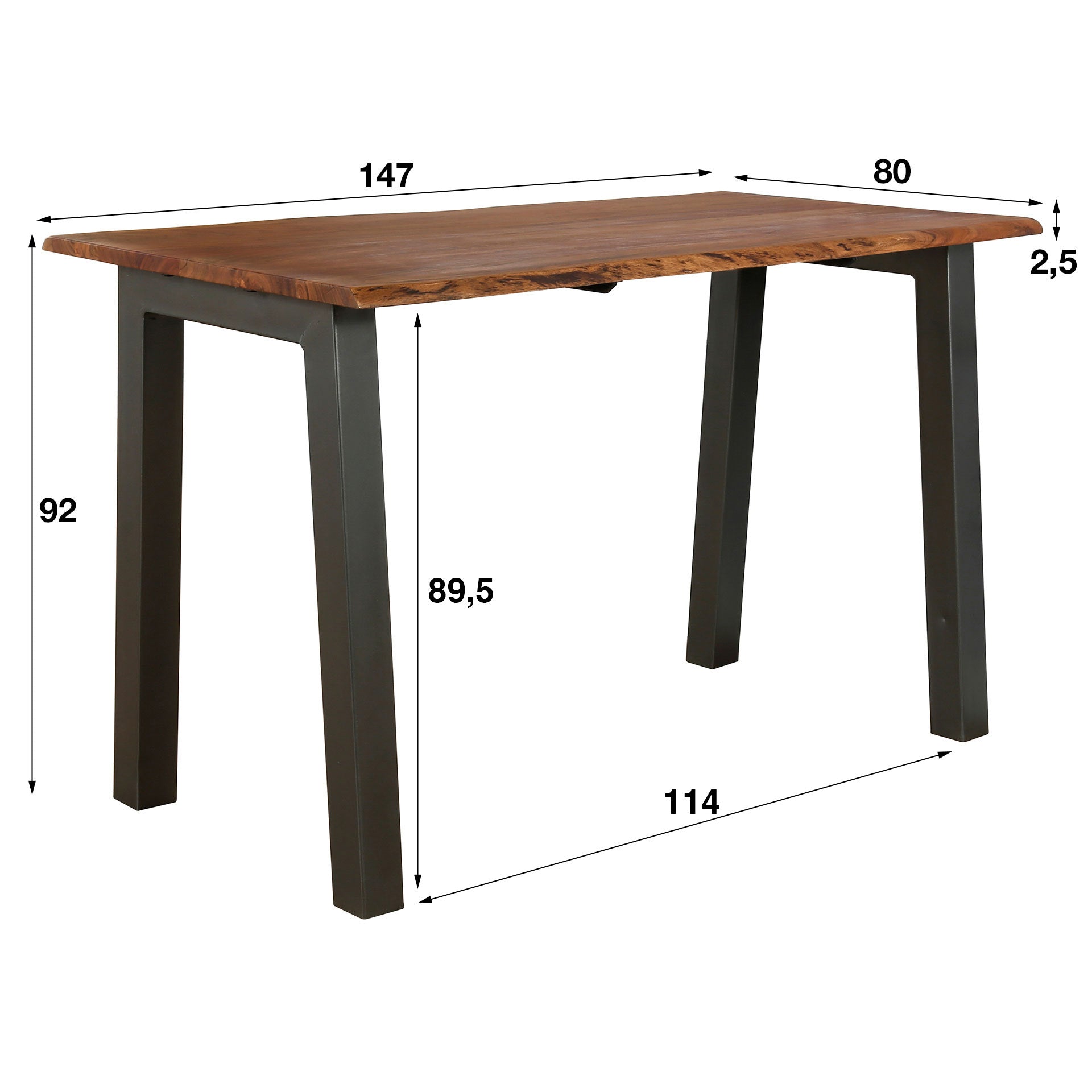 Bartafel Edge 147cm / Massief acacia – afbeelding 5