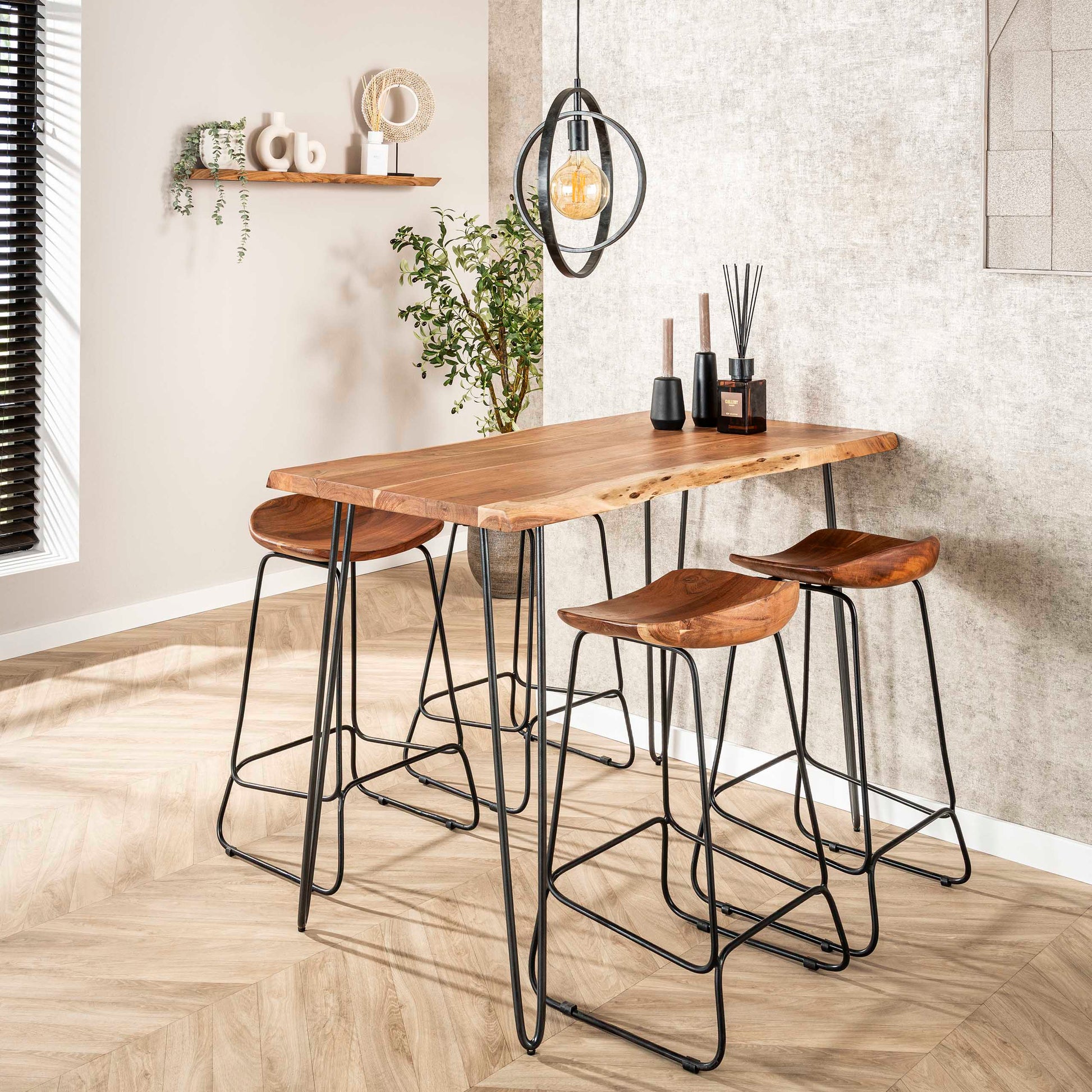 Bartafel Edge 130cm / Massief acacia – afbeelding 1
