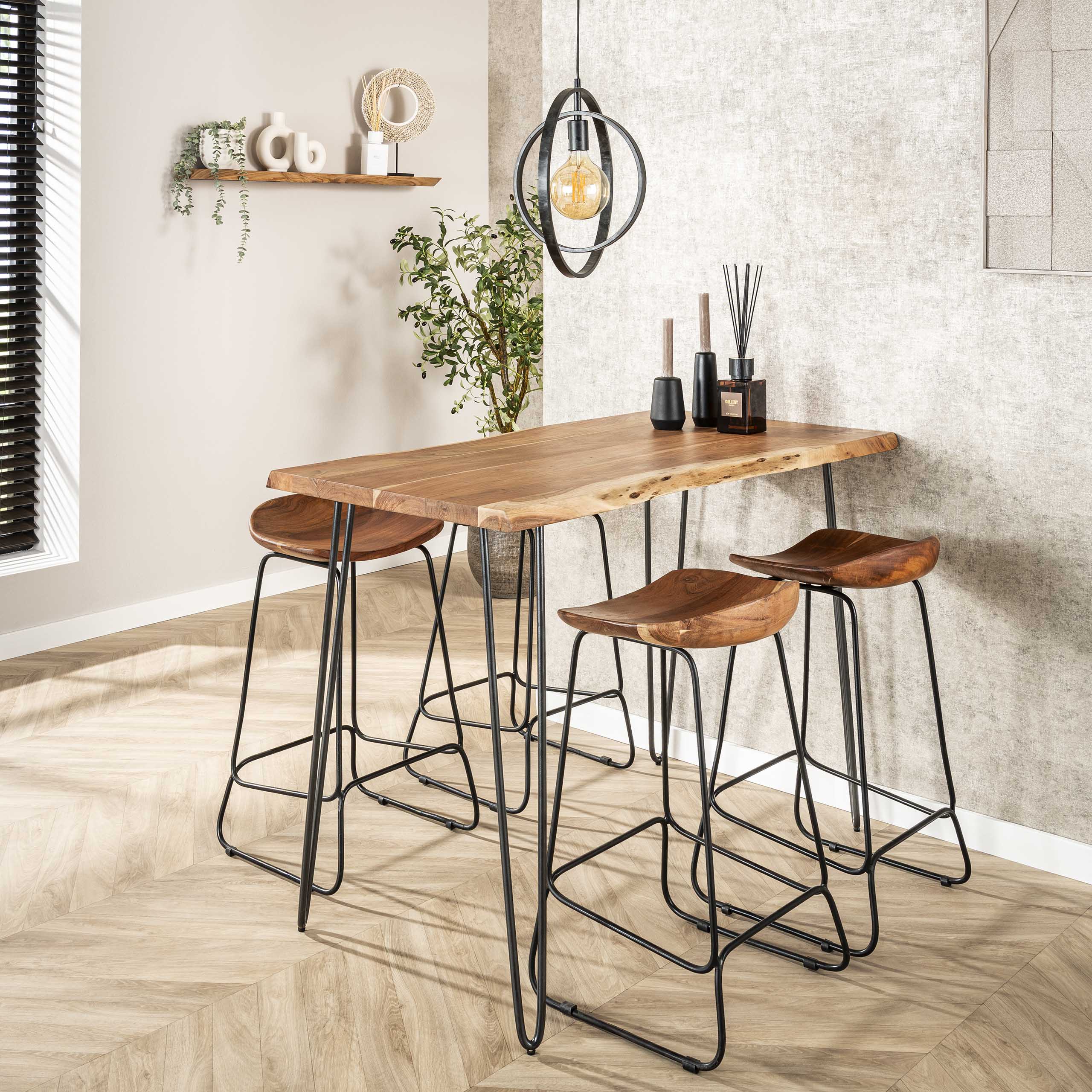 Bartafel Edge 130cm / Massief acacia – afbeelding 1