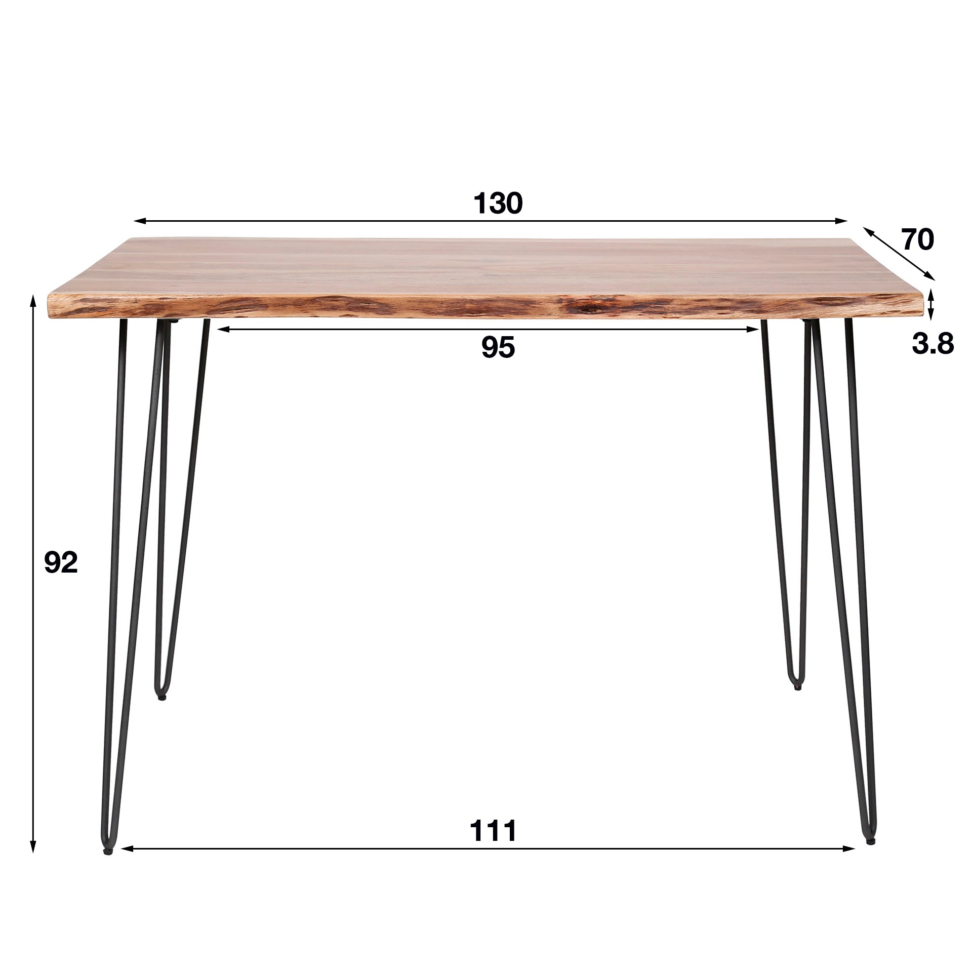 Bartafel Edge 130cm / Massief acacia – afbeelding 8