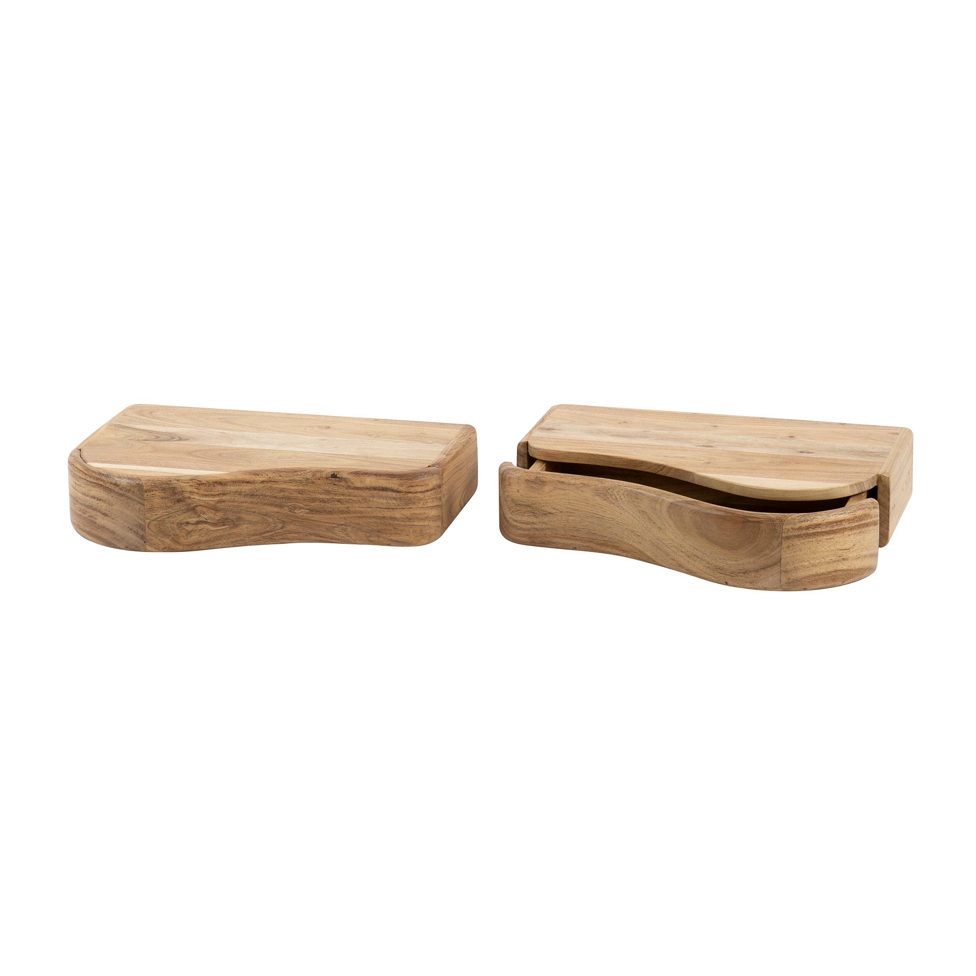 Nachtkastjes Organic set van 2 in linkse en rechtse uitvoering.  / Massief acacia – afbeelding 3