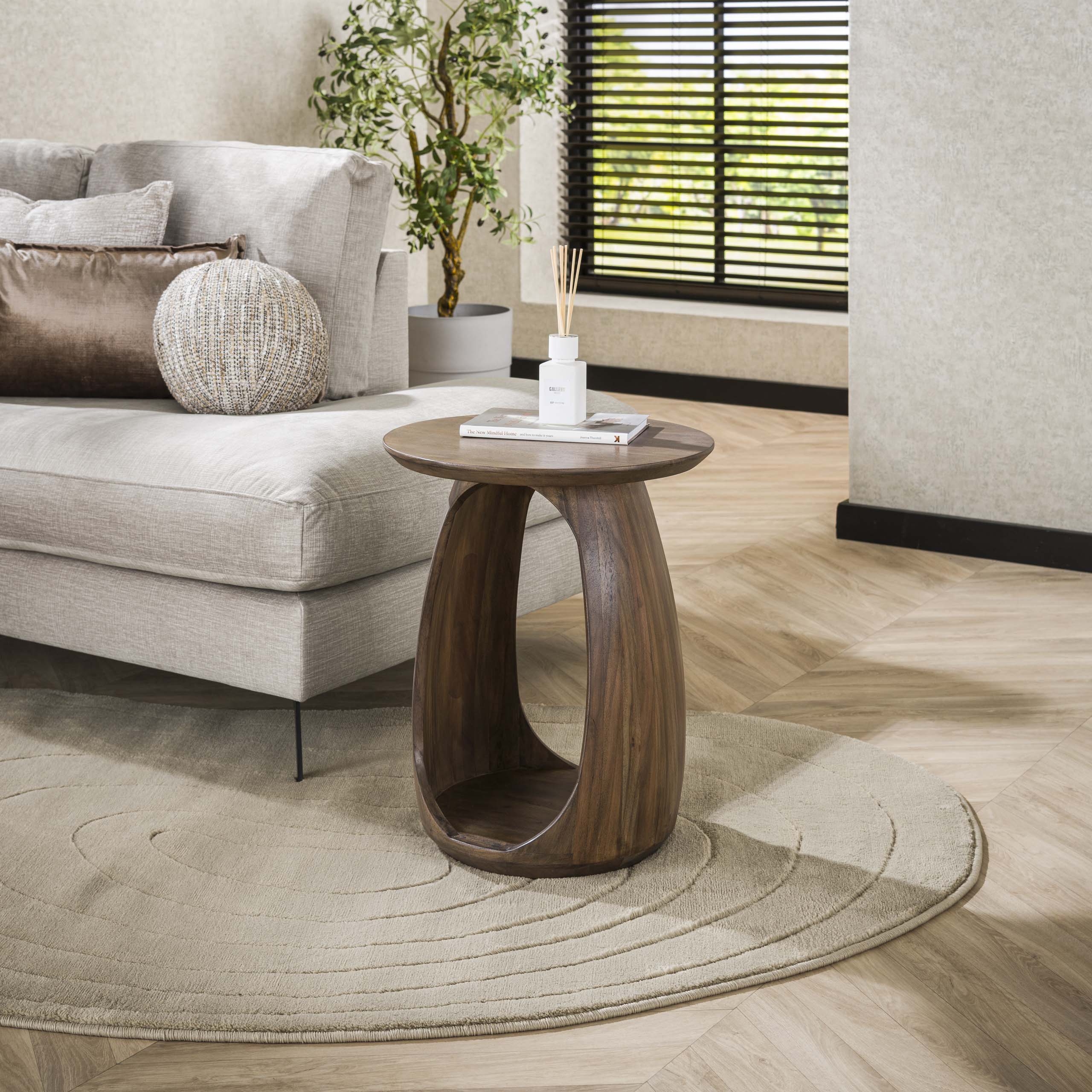 Bijzettafel Flow Solid S / Massief acacia glaze brown – afbeelding 1