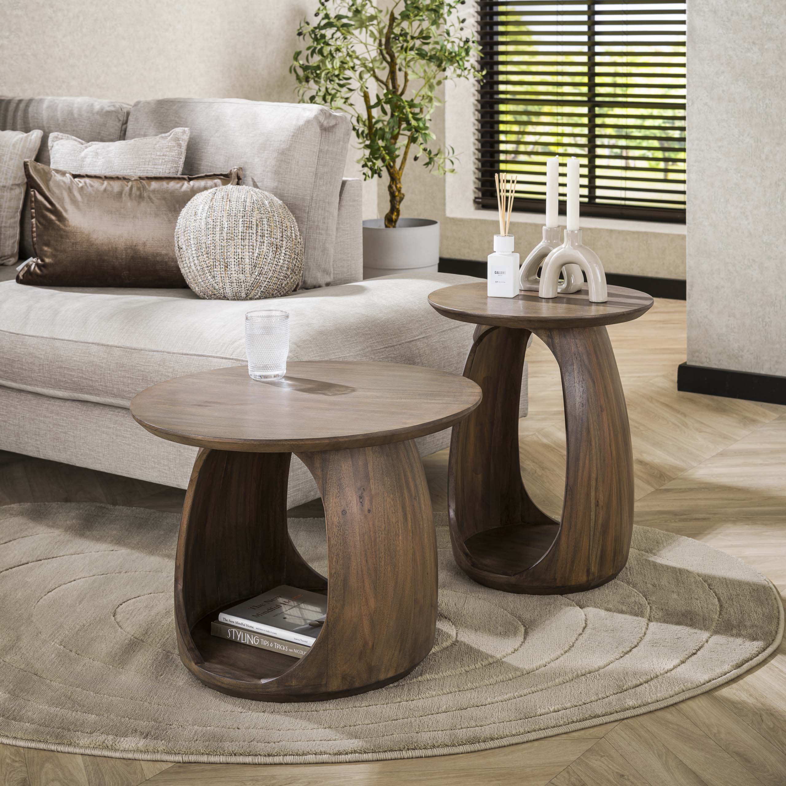 Bijzettafel Flow Solid S / Massief acacia glaze brown – afbeelding 2