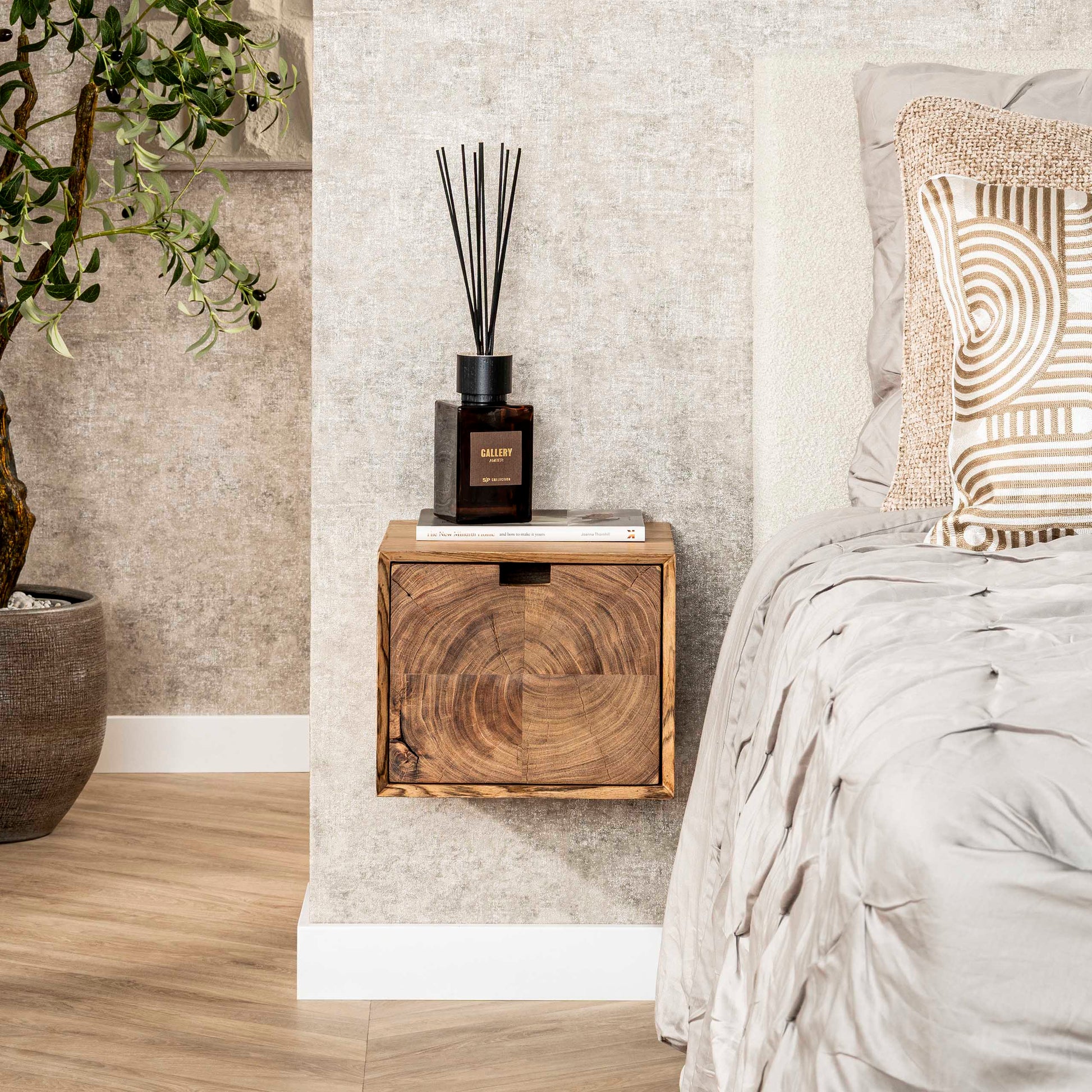 Nachtkastje Block zwevend 1 lade / Massief acacia – afbeelding 1