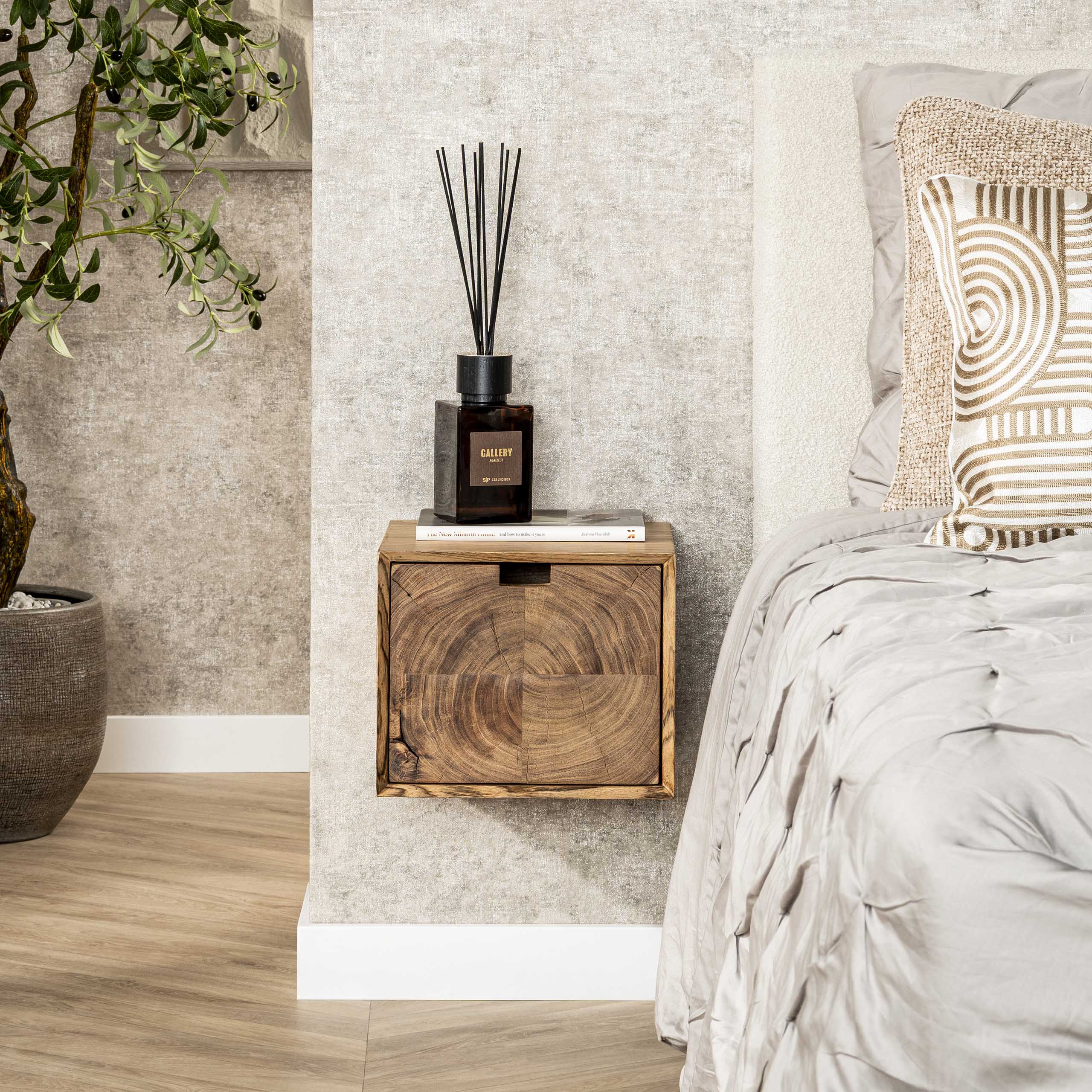 Nachtkastje Block zwevend 1 lade / Massief acacia – afbeelding 1