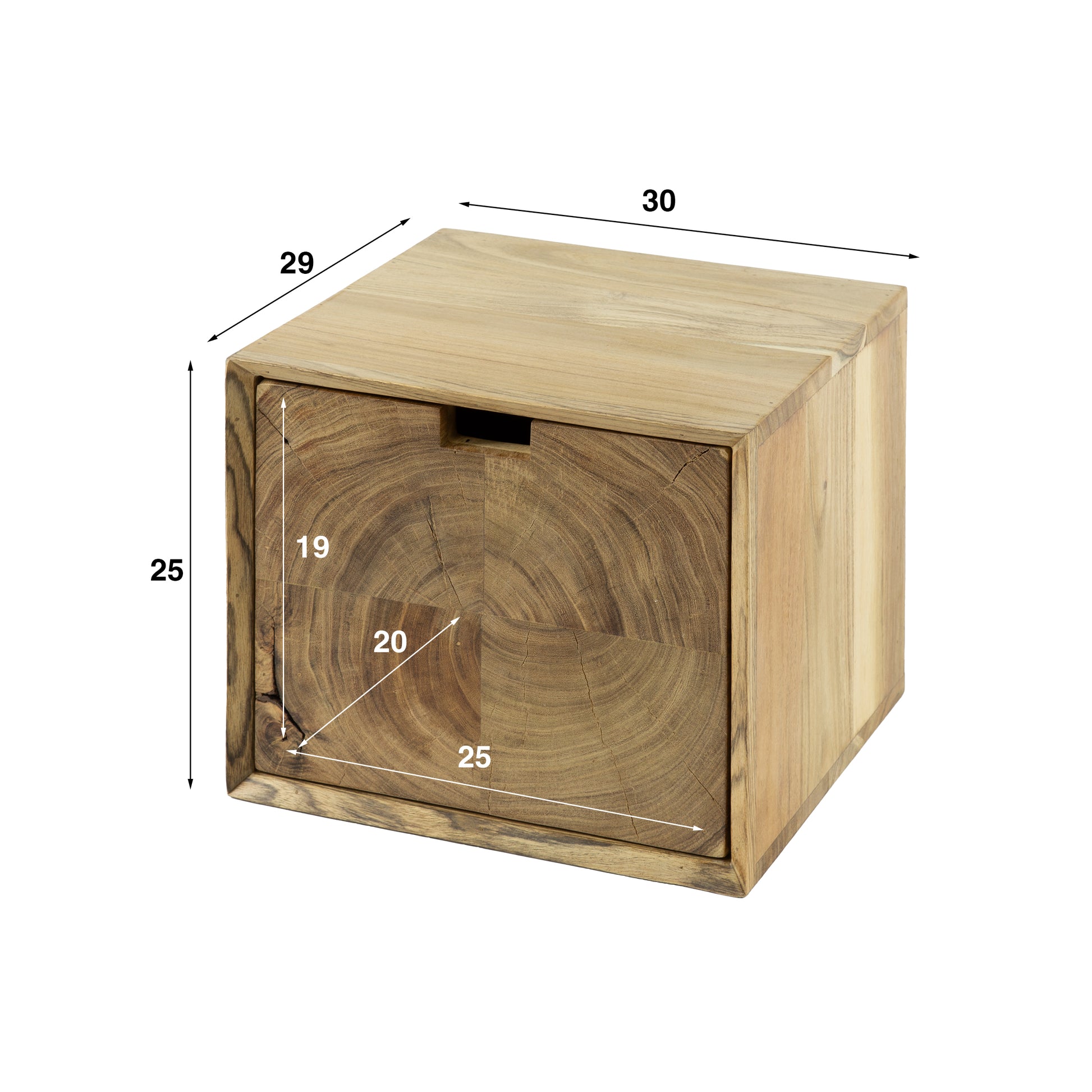 Nachtkastje Block zwevend 1 lade / Massief acacia – afbeelding 6