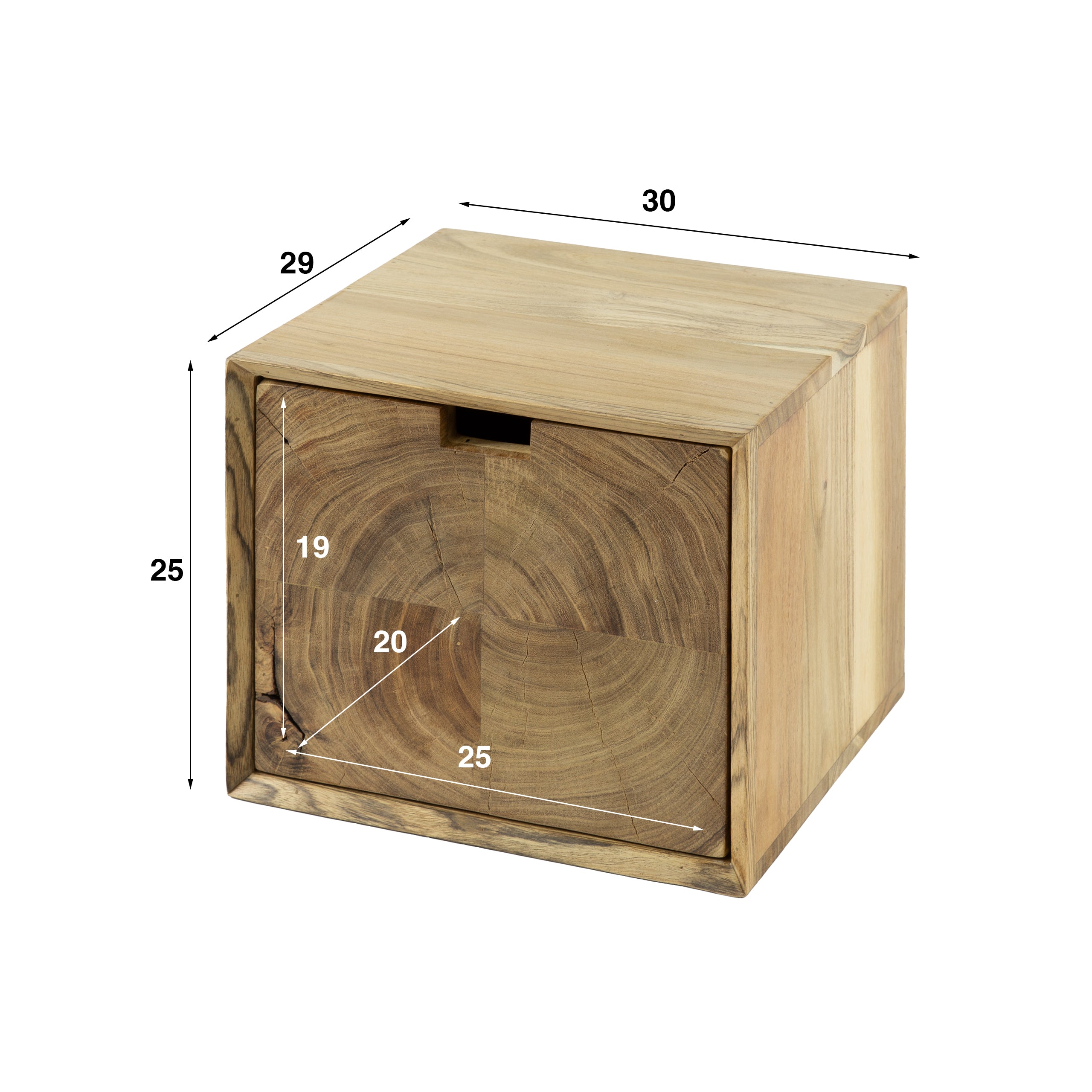 Nachtkastje Block zwevend 1 lade / Massief acacia – afbeelding 6