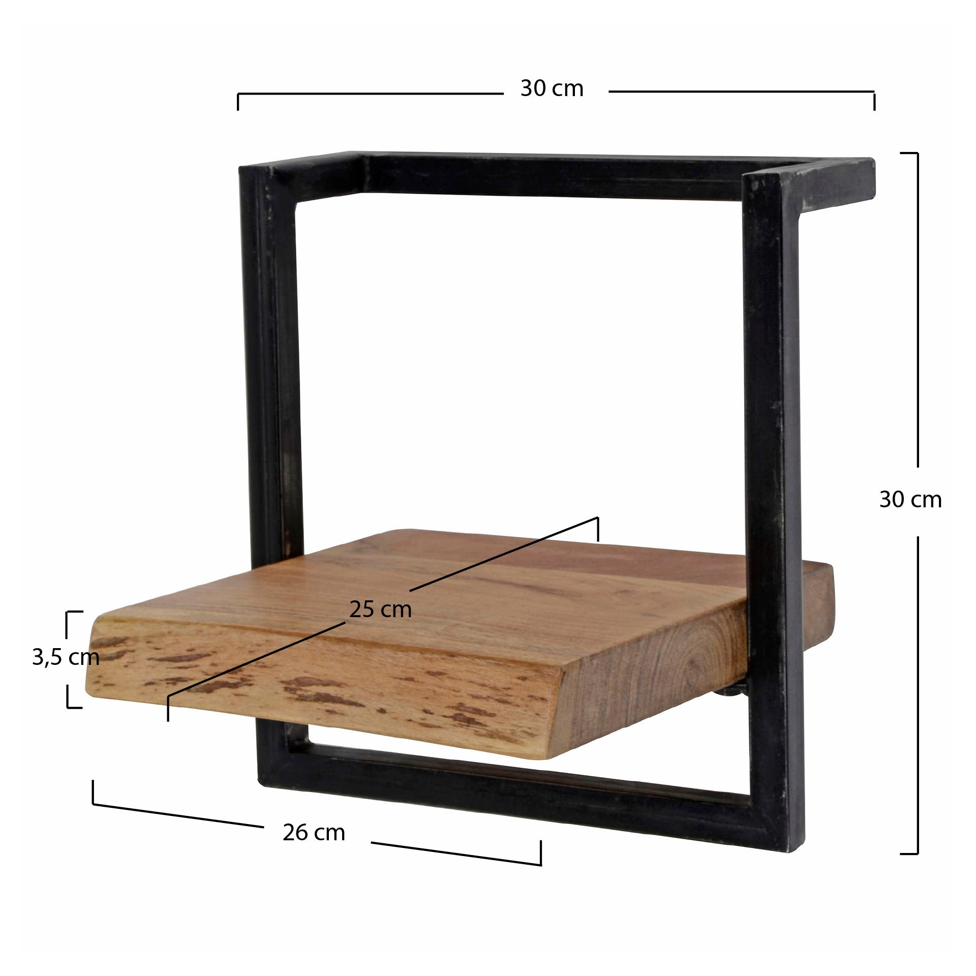 Wandplank Edge Frame 30cm / Massief acacia – afbeelding 9