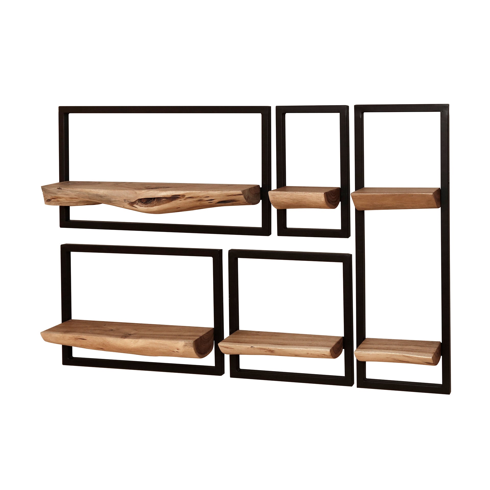 Wandschap Edge Frame set van 5 / Massief acacia – afbeelding 4
