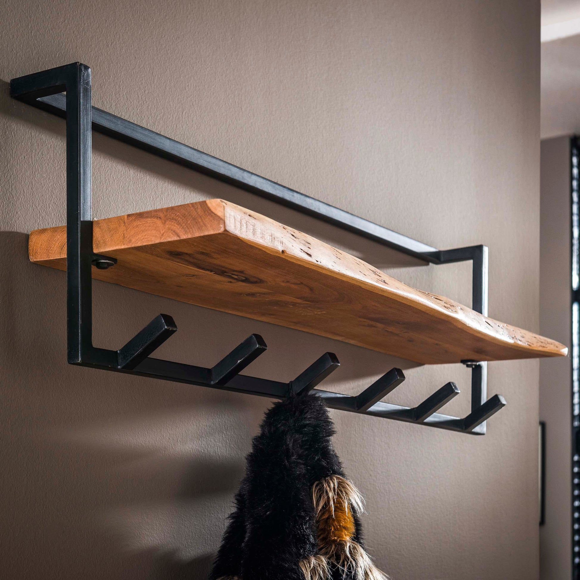 Kapstok Air Solid hoedenplank 6 haken / Massief acacia – afbeelding 2