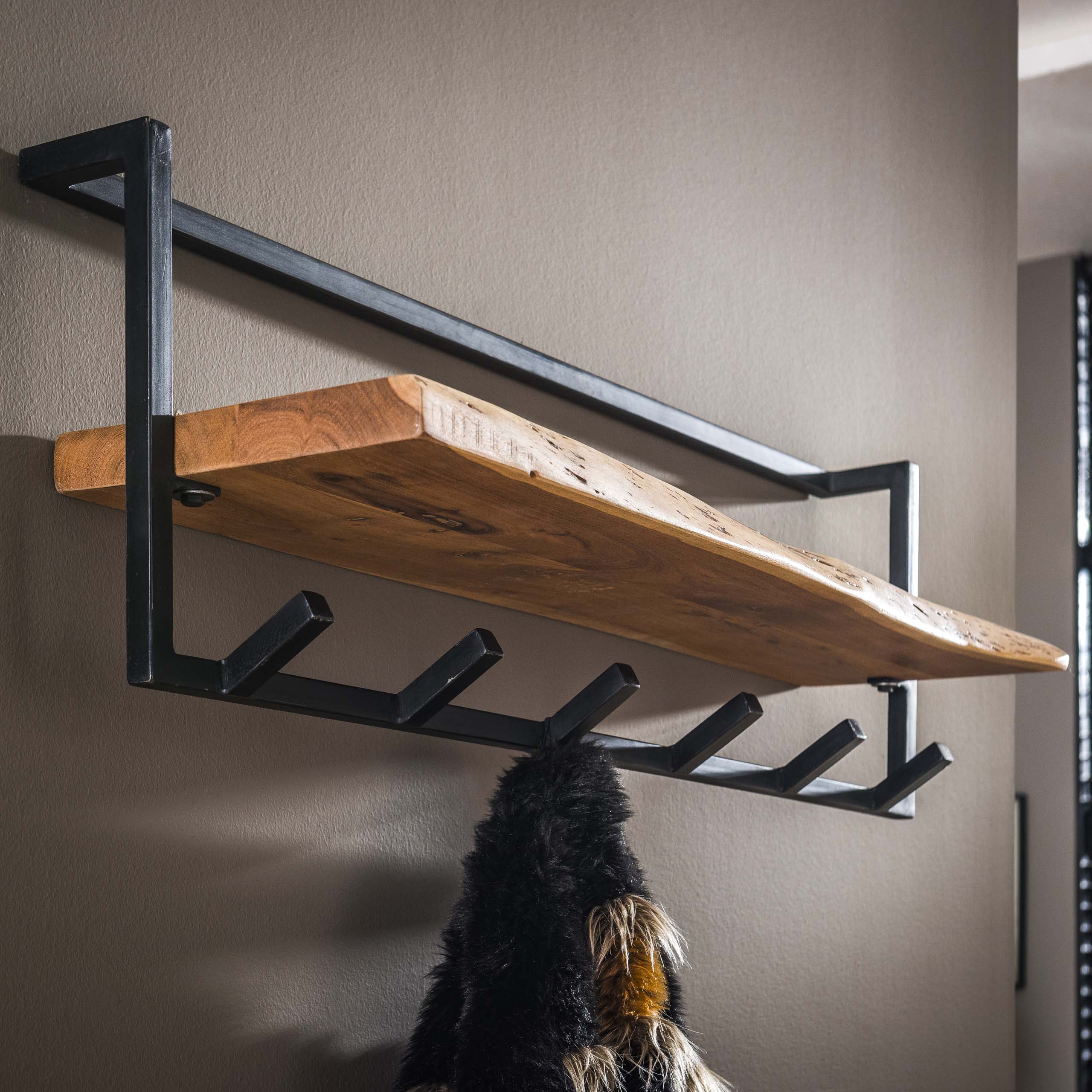Kapstok Air Solid hoedenplank 6 haken / Massief acacia – afbeelding 2