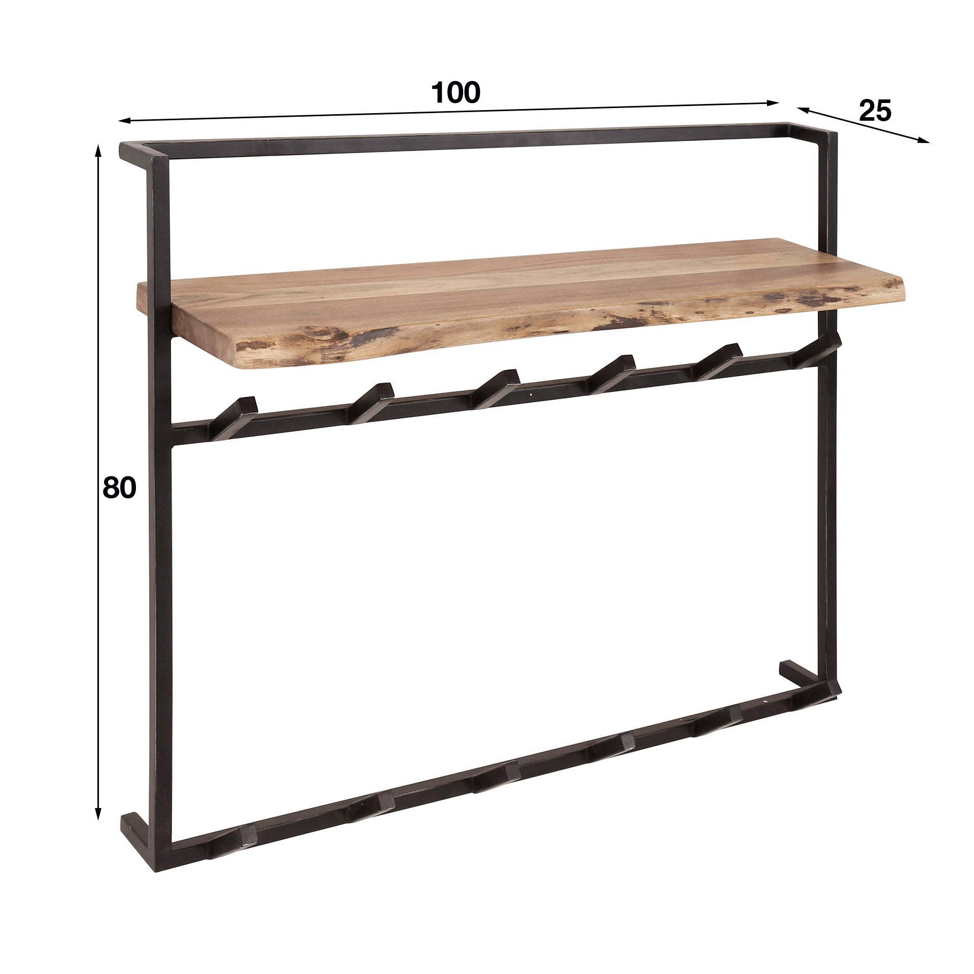 Kapstok Air Solid hoog hoedenplank 2x6 haken / Massief acacia – afbeelding 5