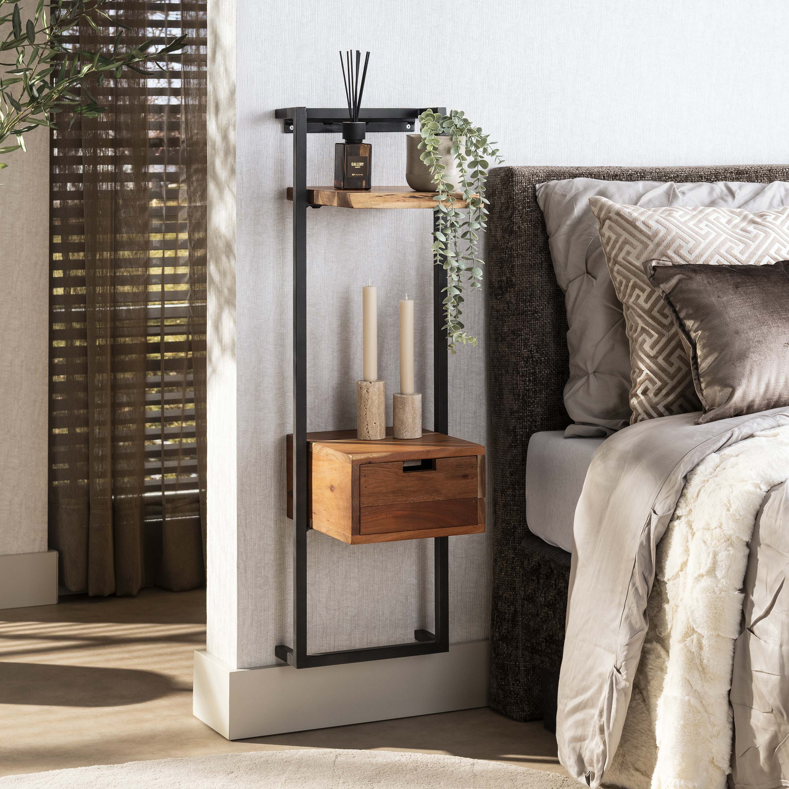 Nachtkastje Air Solid XS 1 lade / Massief acacia – afbeelding 1