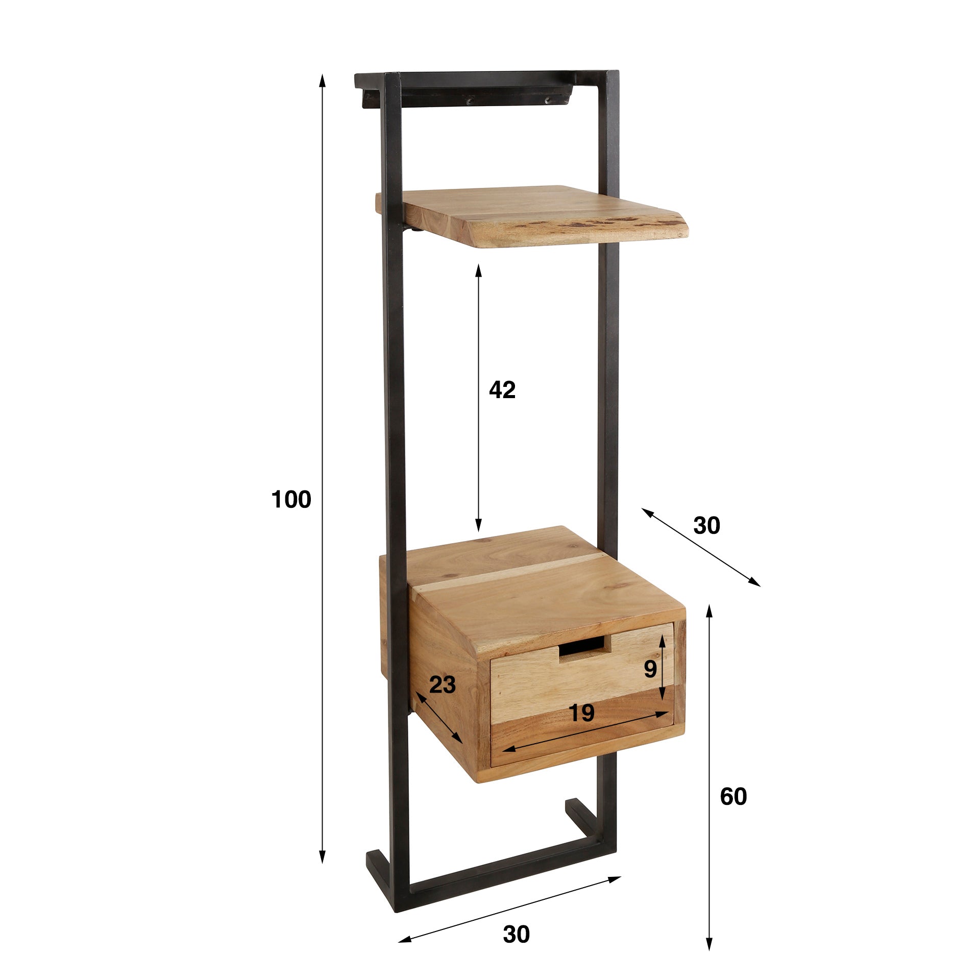 Nachtkastje Air Solid XS 1 lade / Massief acacia – afbeelding 7