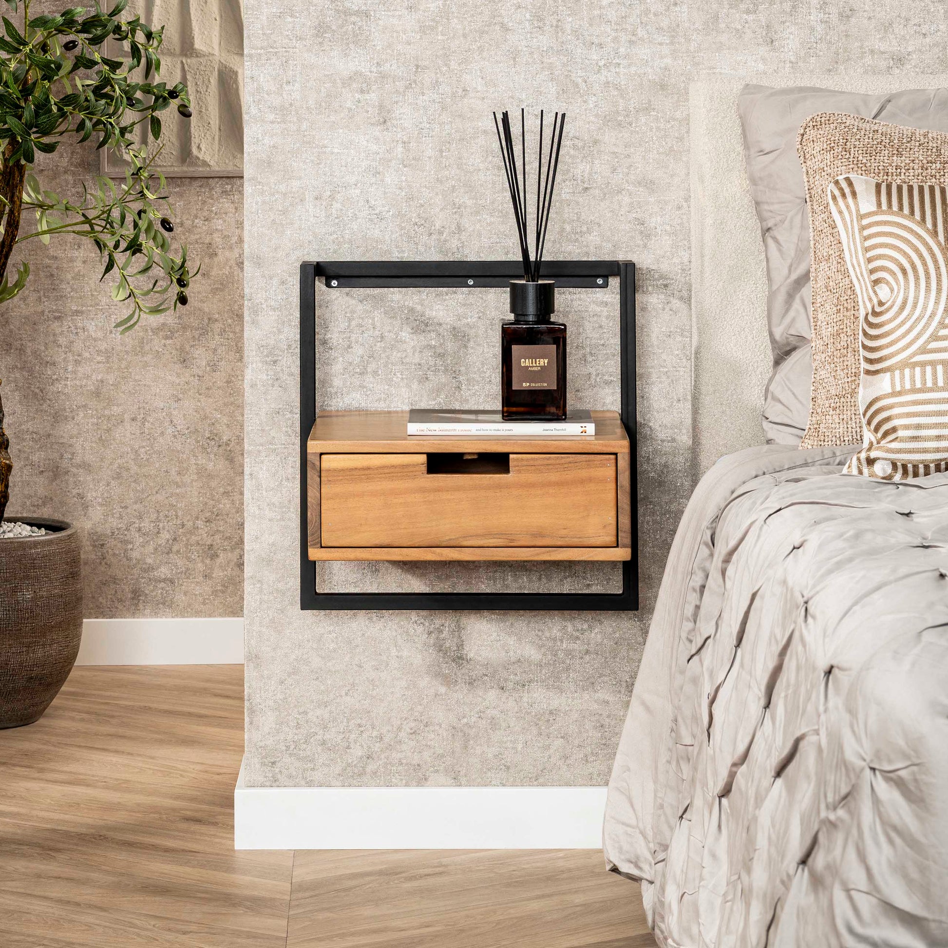 Nachtkastje Air Solid 1 lade / Massief acacia – afbeelding 1