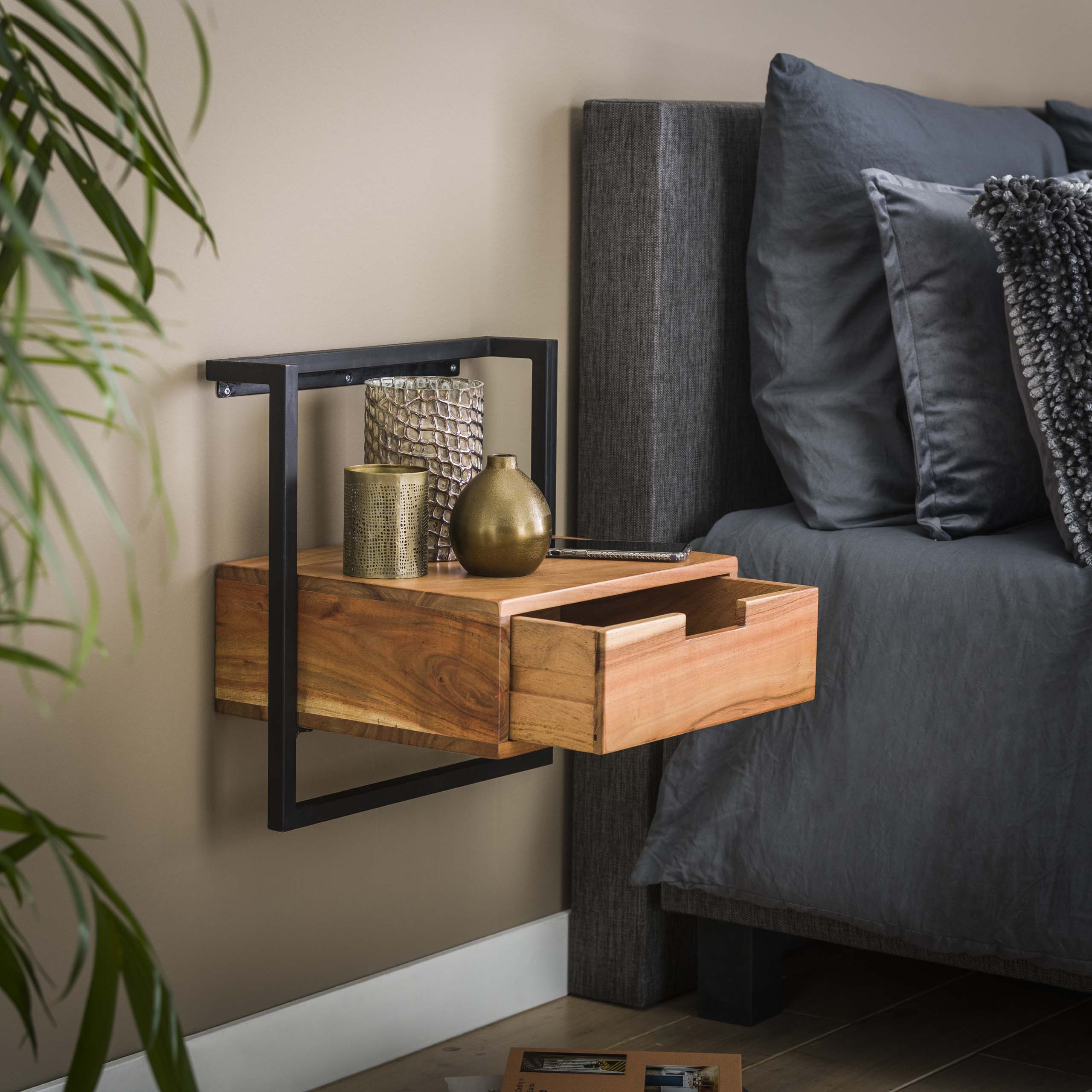 Nachtkastje Air Solid 1 lade / Massief acacia – afbeelding 5