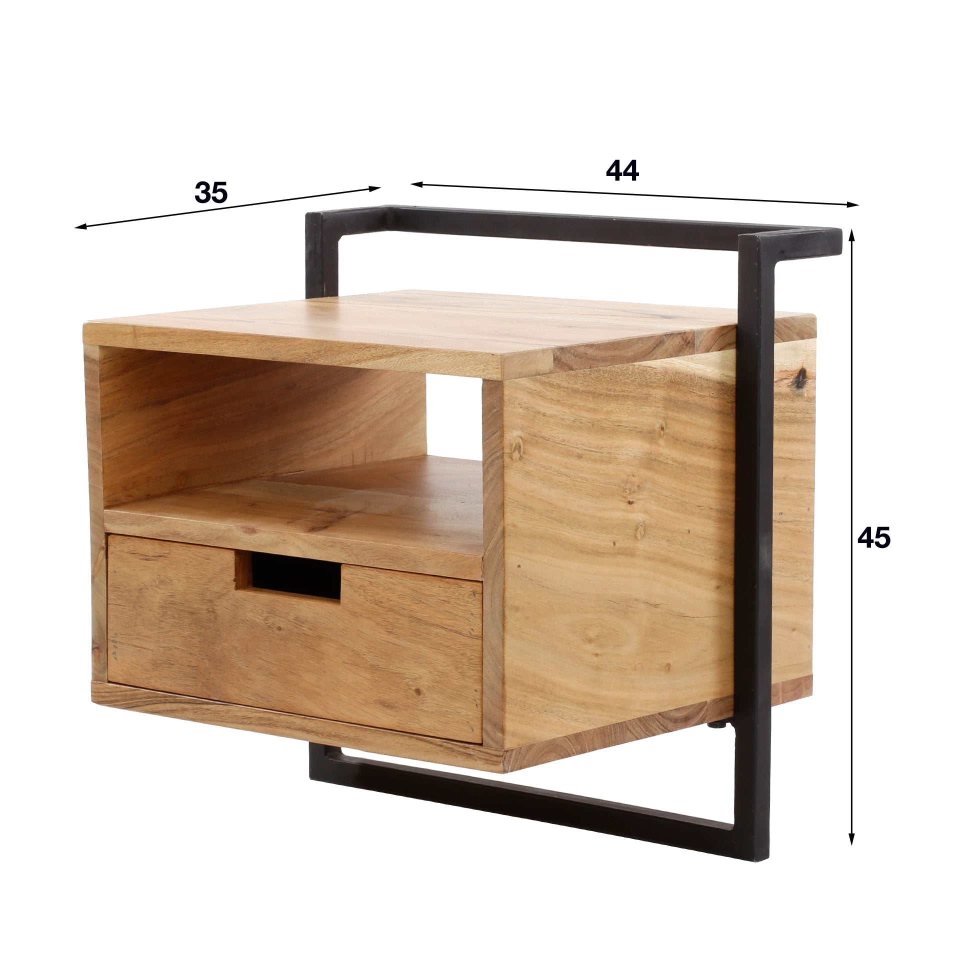 Nachtkastje Air Solid open vak 1 lade / Massief acacia – afbeelding 7