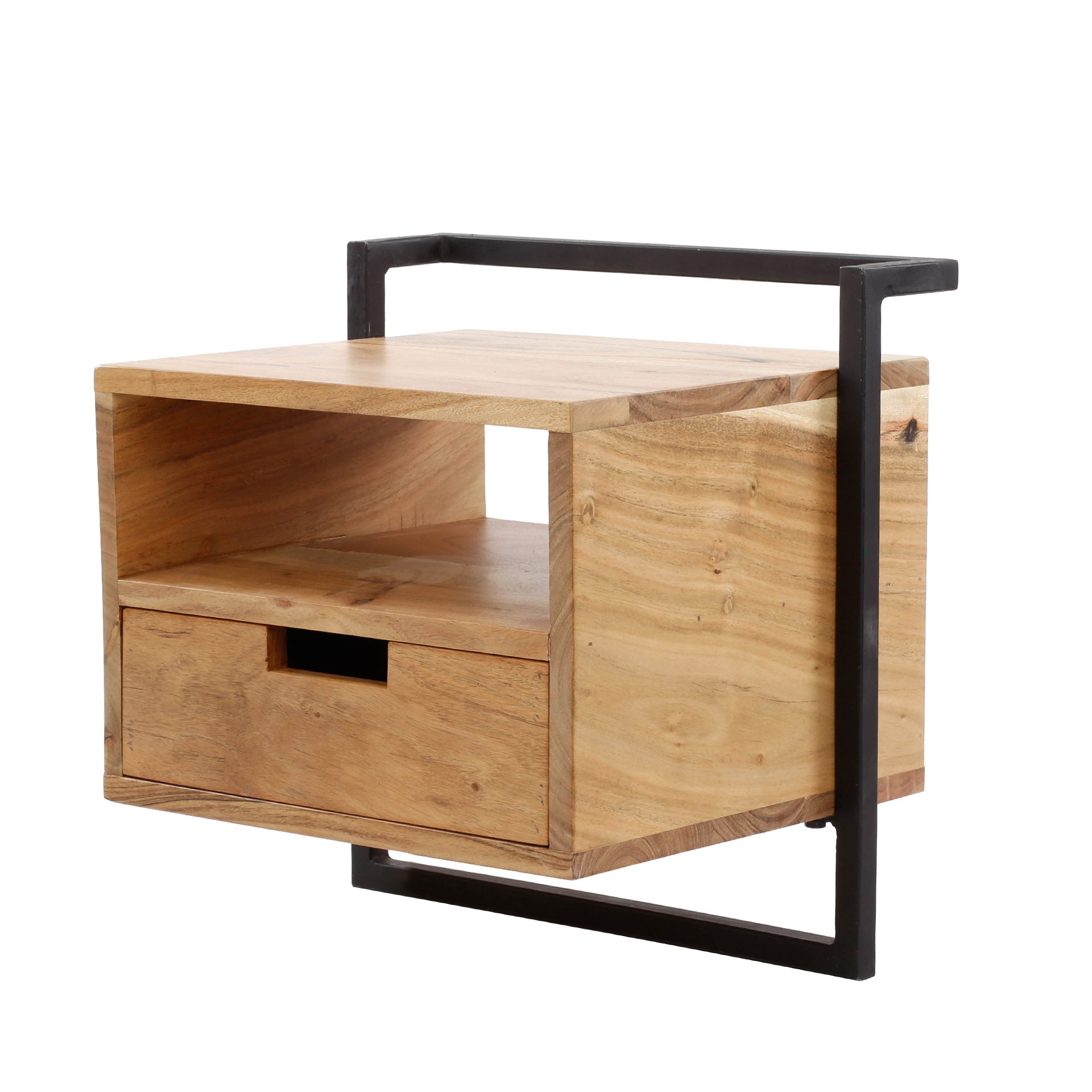Nachtkastje Air Solid open vak 1 lade / Massief acacia – afbeelding 6