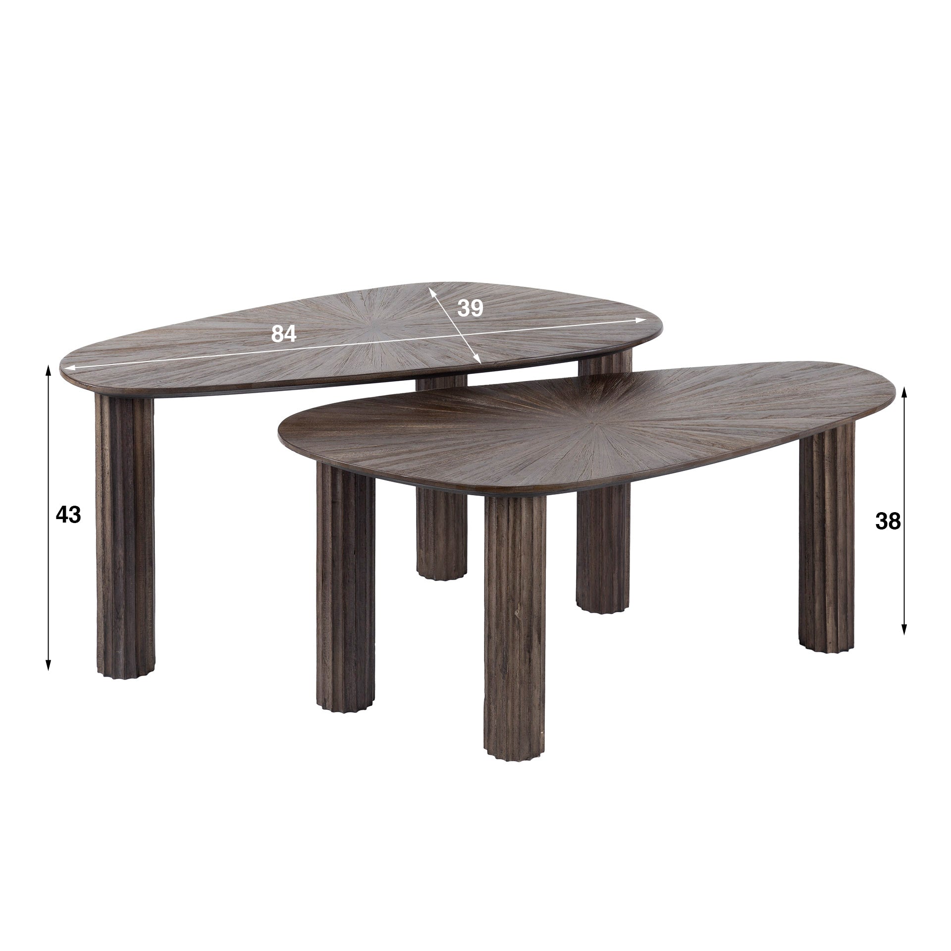 Salontafel Maya Teak organisch set van 2 / Massief teak espresso – afbeelding 4