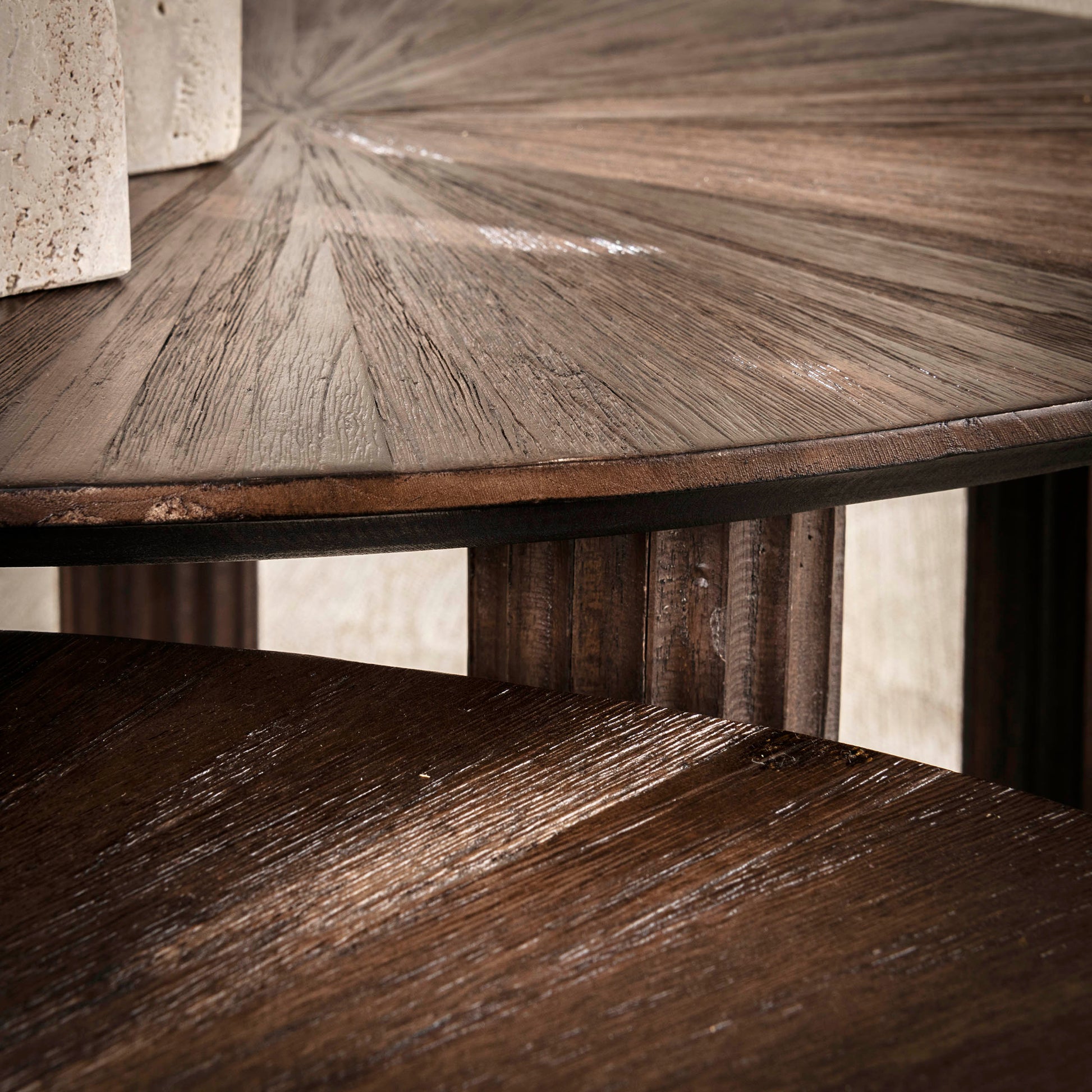 Salontafel Maya Teak driehoekig set van 2 / Massief teak espresso – afbeelding 3