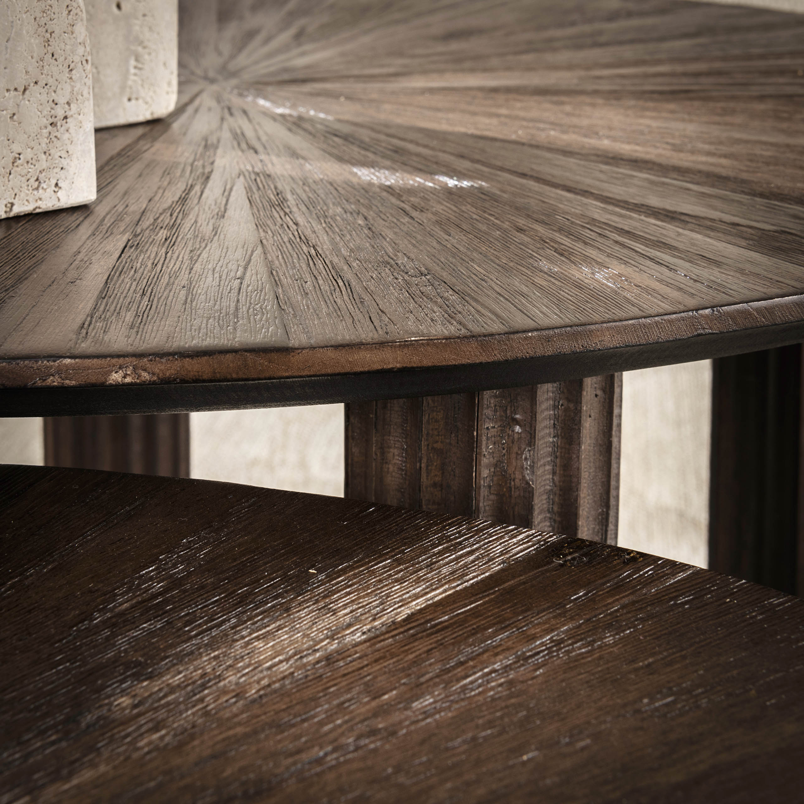 Salontafel Maya Teak driehoekig set van 2 / Massief teak espresso – afbeelding 3