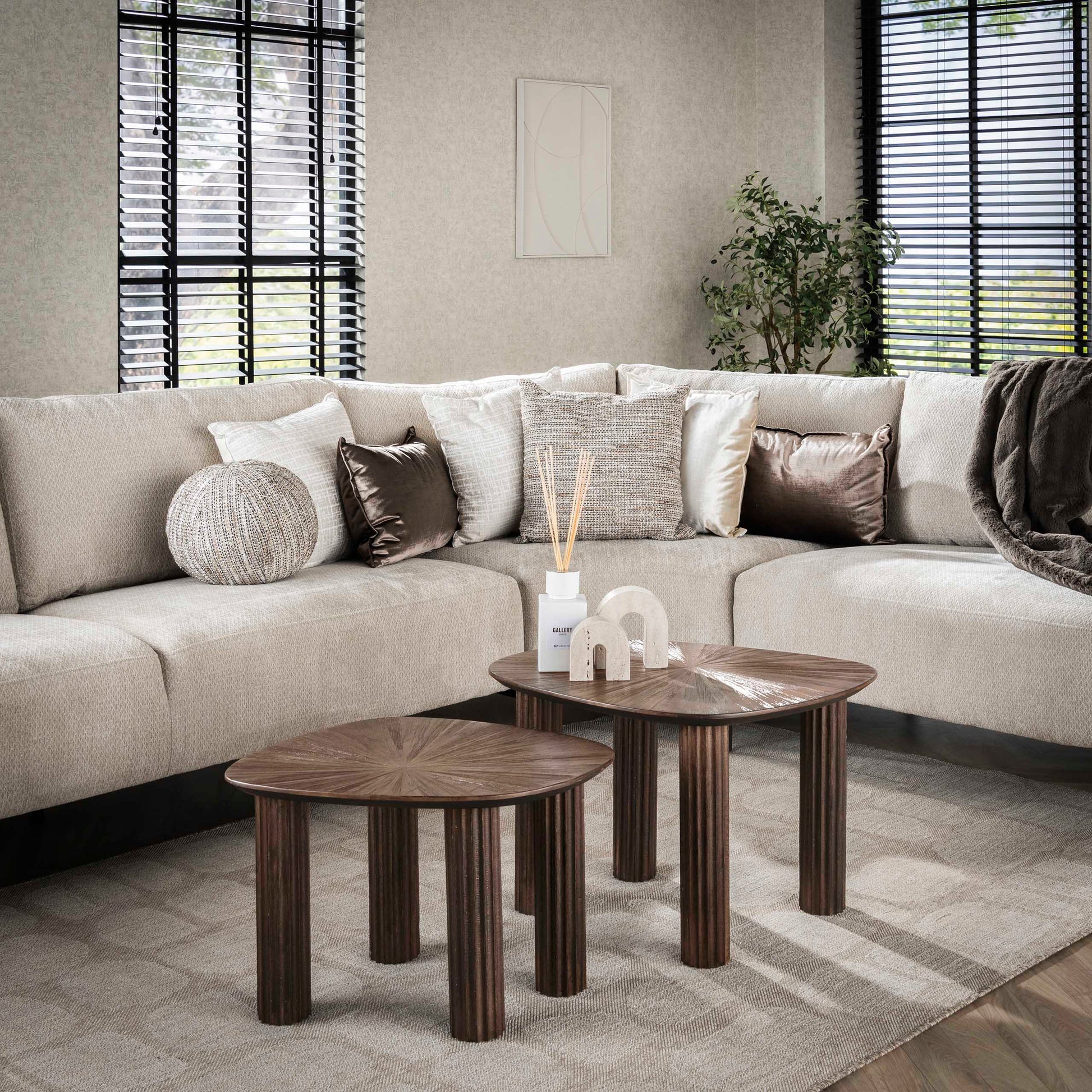 Salontafel Maya Teak vierhoekig set van 2 / Massief teak espresso – afbeelding 1
