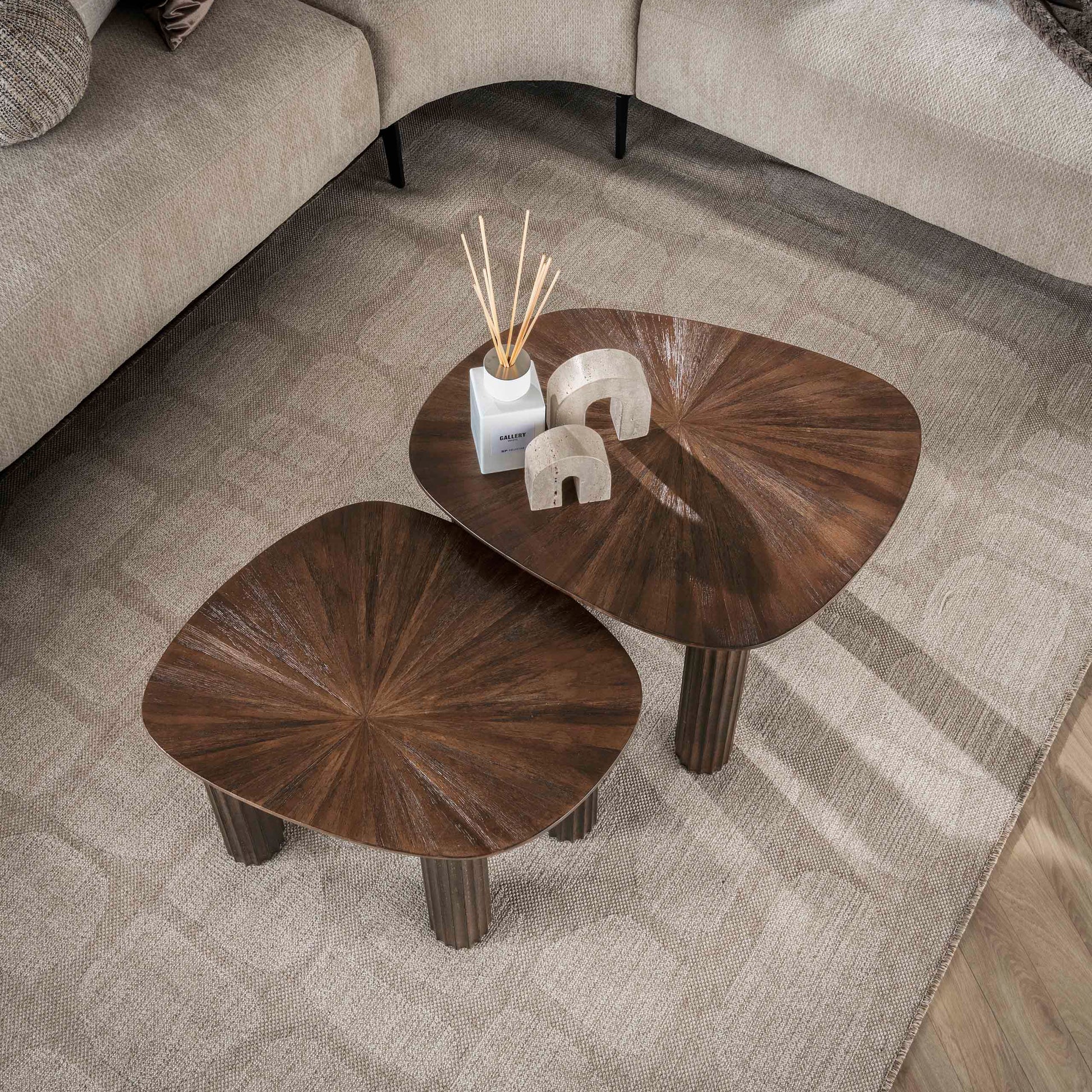 Salontafel Maya Teak vierhoekig set van 2 / Massief teak espresso – afbeelding 2