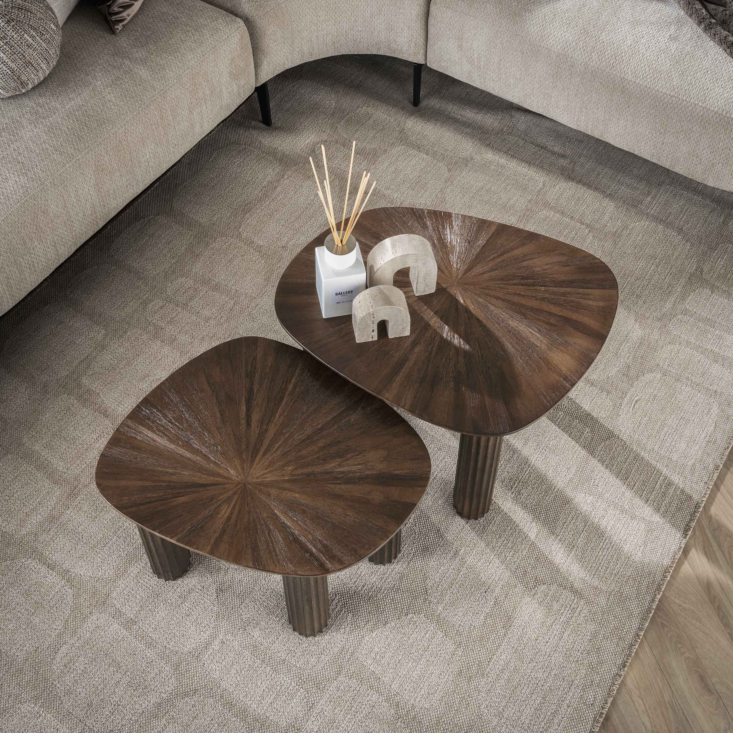 Salontafel Maya Teak vierhoekig set van 2 / Massief teak espresso – afbeelding 2