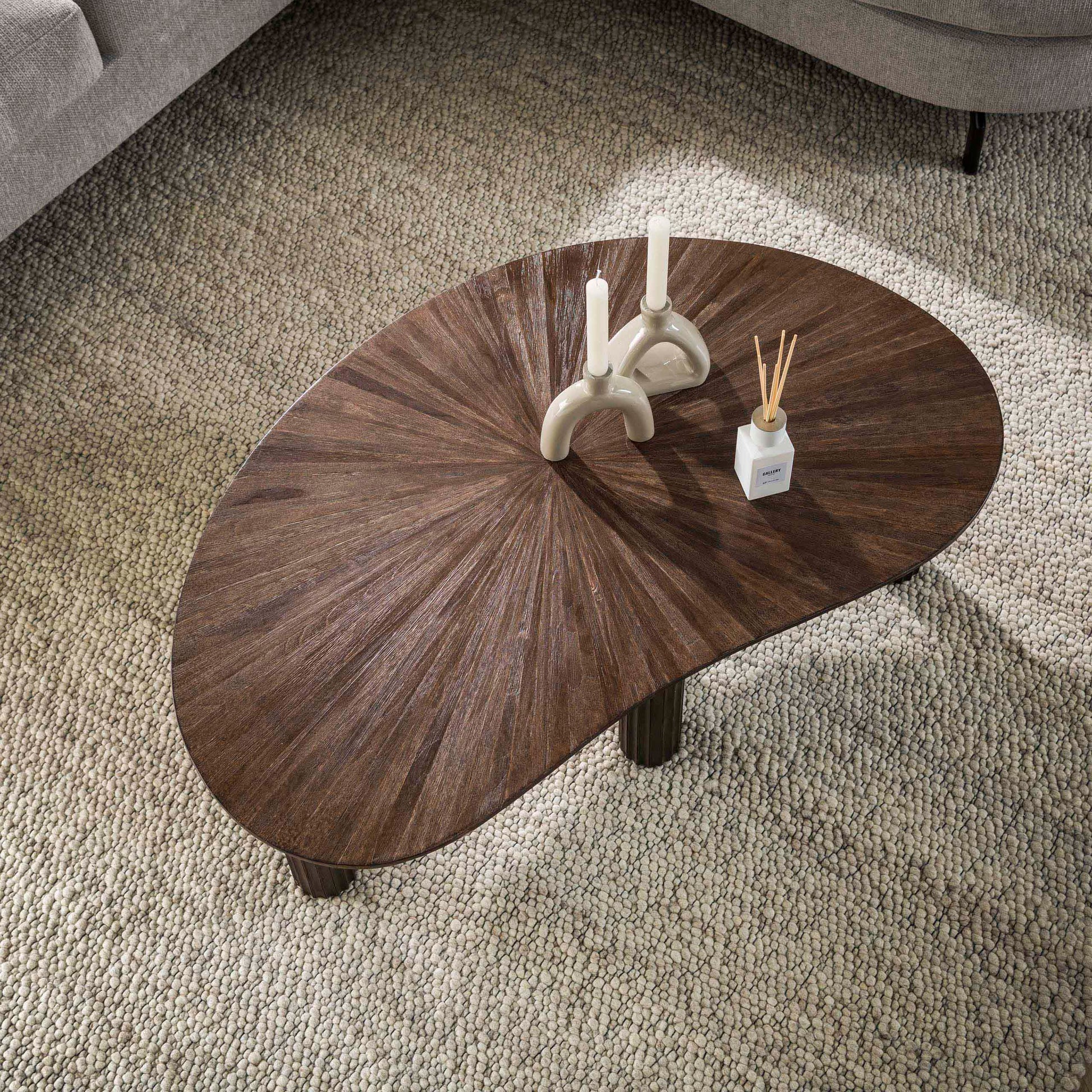 Salontafel Maya Teak niervormig 110cm / Massief teak espresso – afbeelding 1
