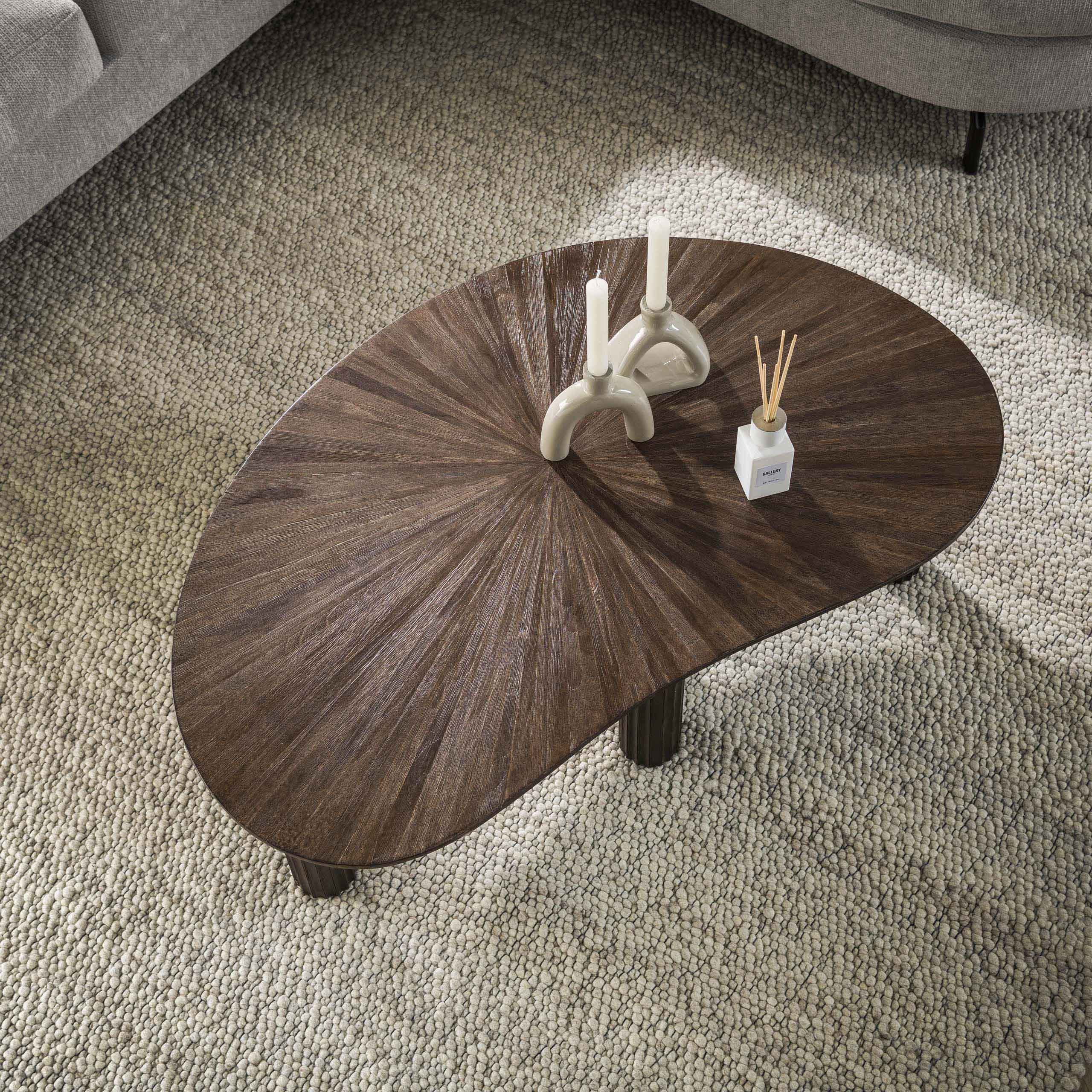 Salontafel Maya Teak niervormig 110cm / Massief teak espresso – afbeelding 1