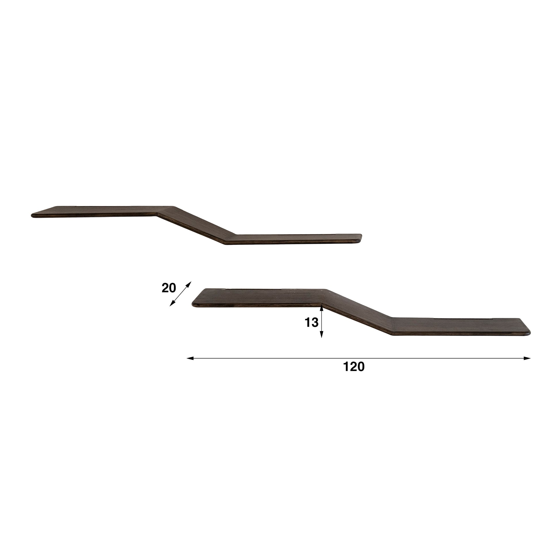 Wandplank Maya Teak S-shape set van 2 / Massief teak espresso – afbeelding 3