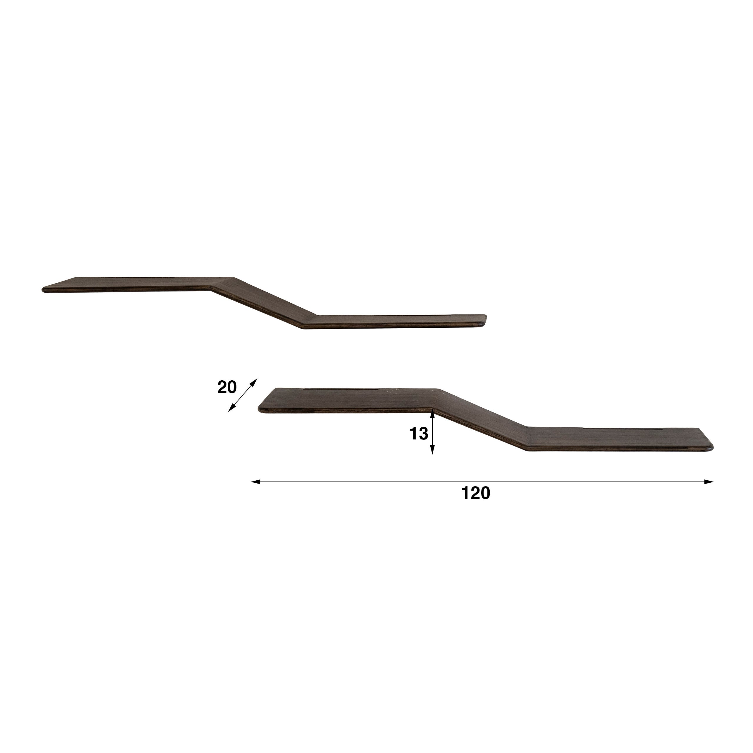 Wandplank Maya Teak S-shape set van 2 / Massief teak espresso – afbeelding 3