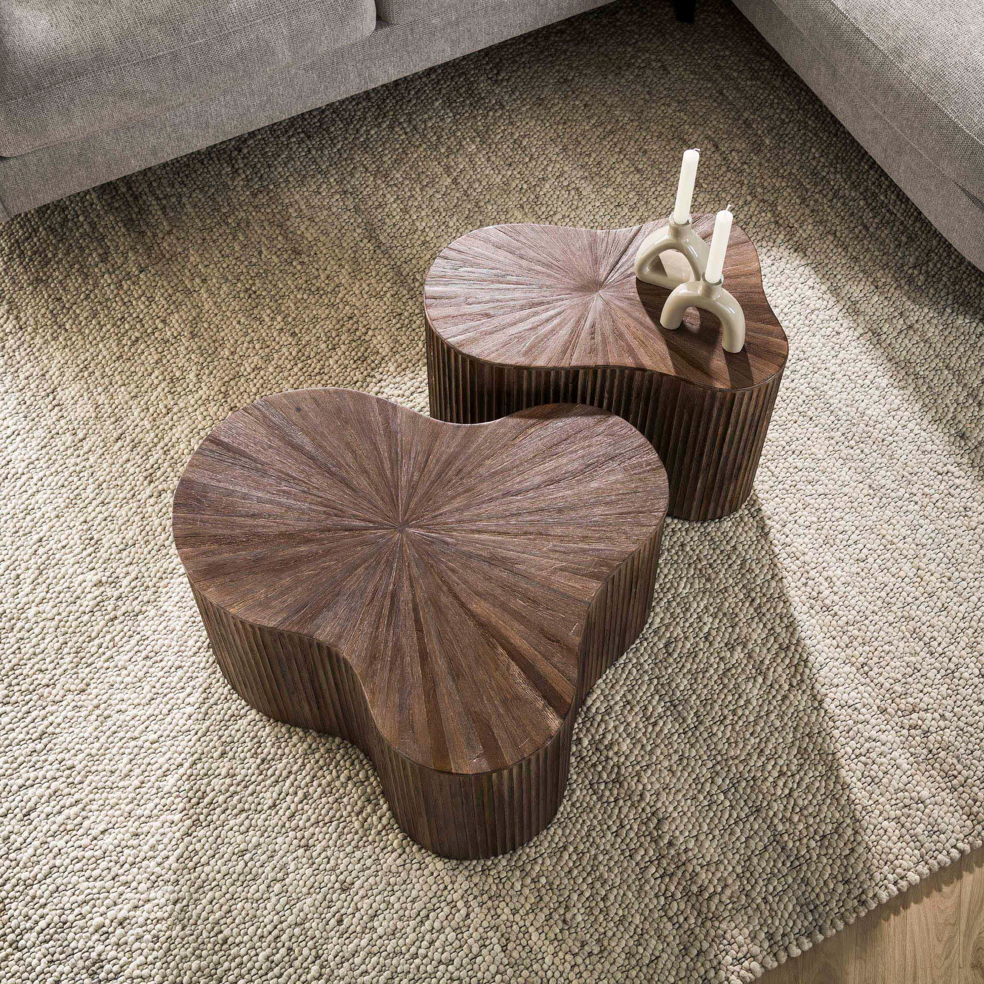 Salontafel Maya Teak shamrock set van 2 / Massief teak espresso – afbeelding 1