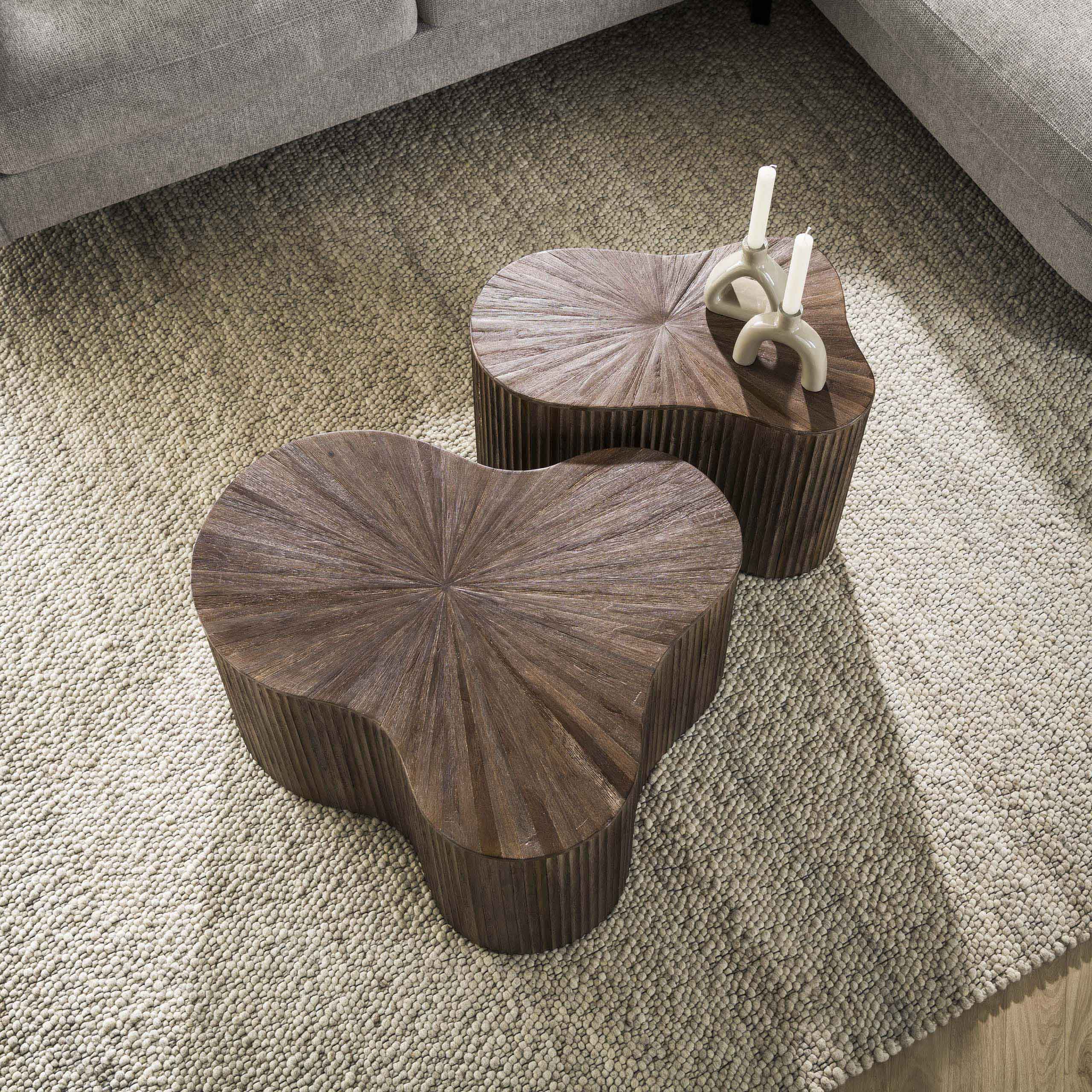 Salontafel Maya Teak shamrock set van 2 / Massief teak espresso – afbeelding 1