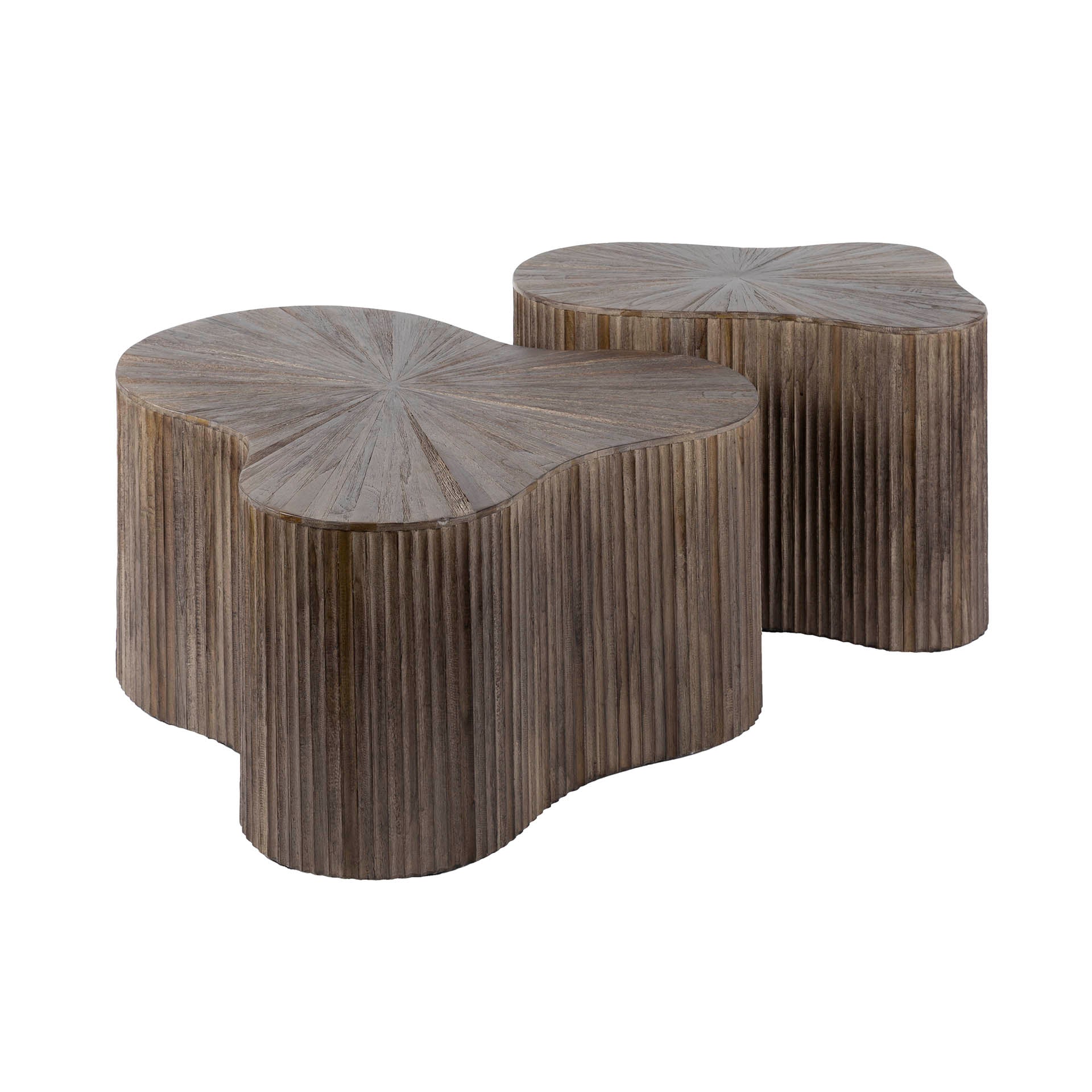 Salontafel Maya Teak shamrock set van 2 / Massief teak espresso – afbeelding 3